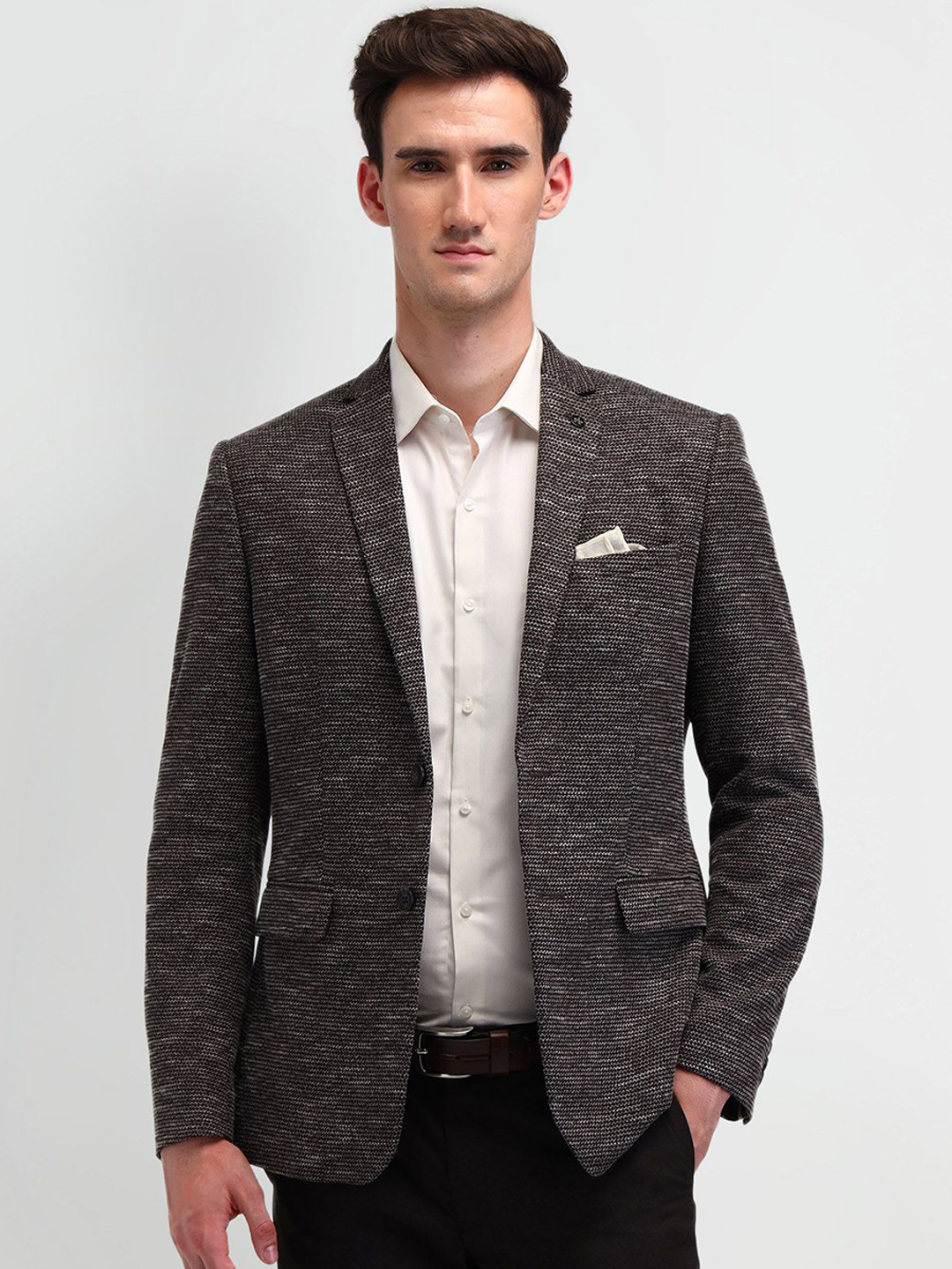 Arrow Self-Design Slim-Fit Single Breasted Blazer