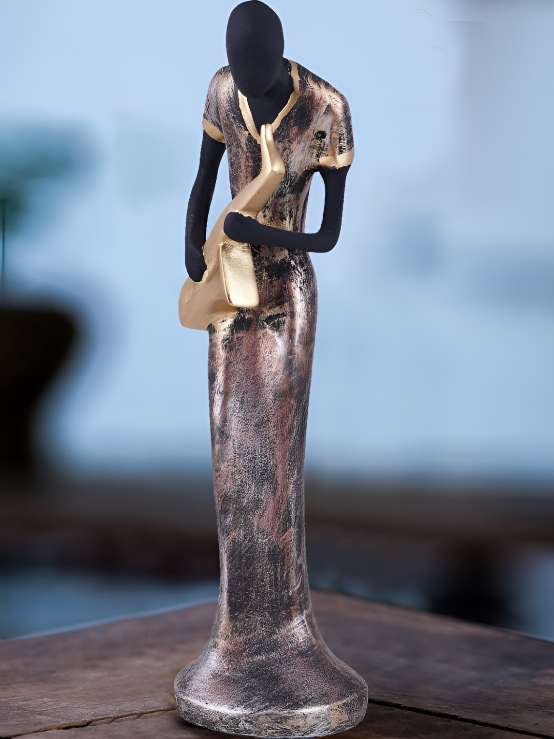 Zart Rose Gold Polyresin Metallic Living Room Large Showpiece - 5.7 Inches