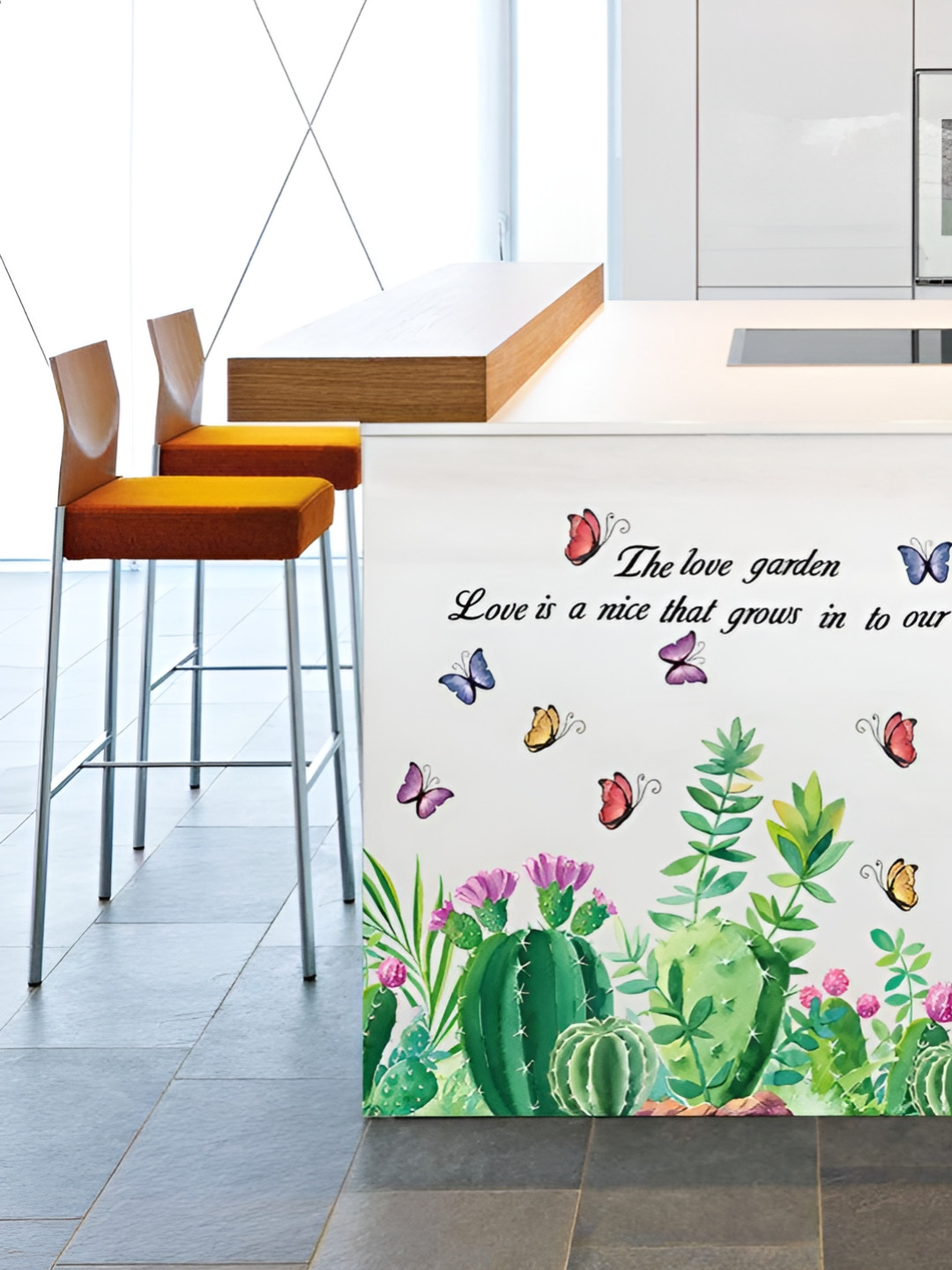 Asian royal Green & Pink Birds and Animals Printed Anti-Oil Wall Sticker