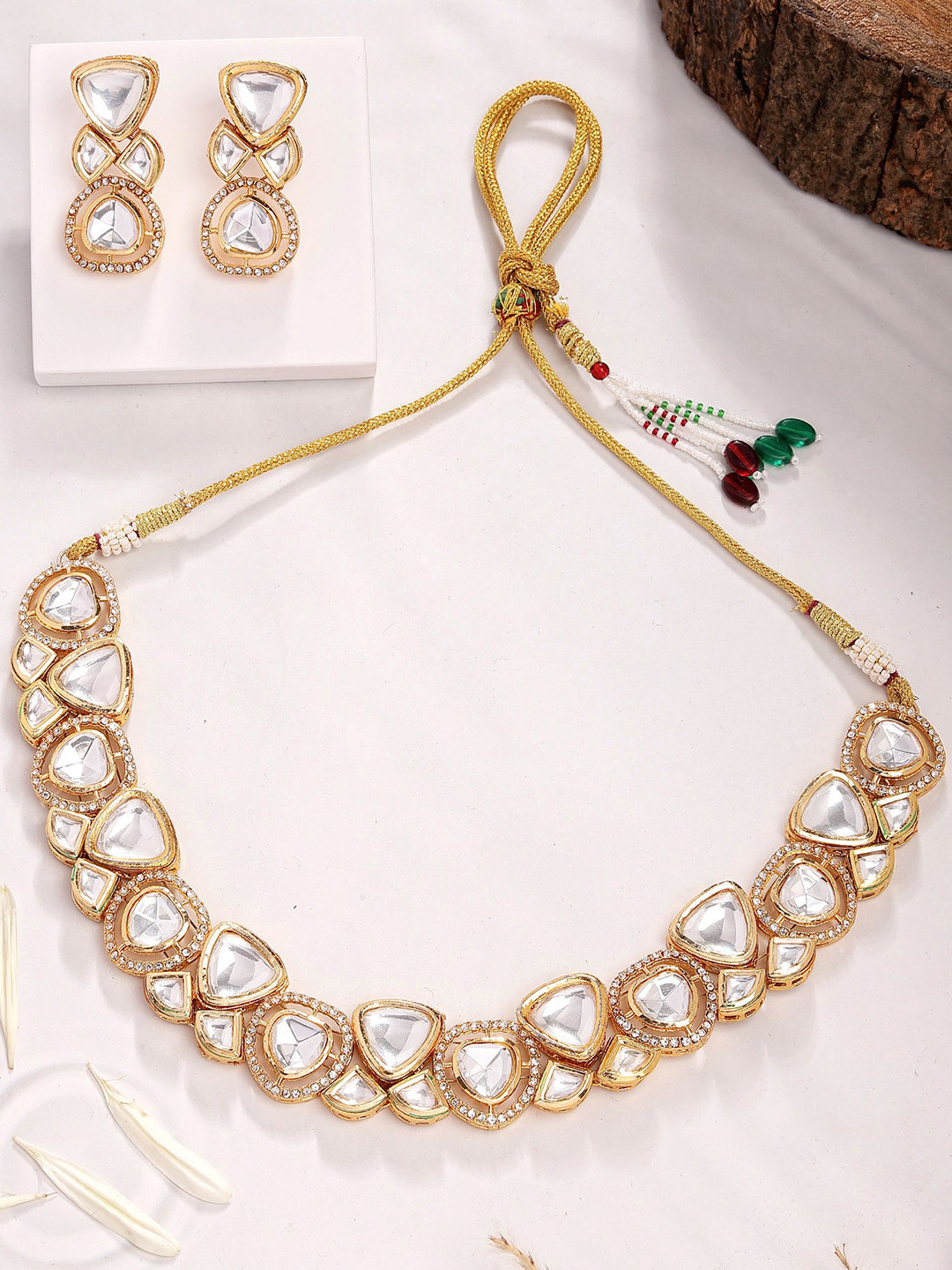 KARATCART Polki Kundan-Studded Jewellery Set