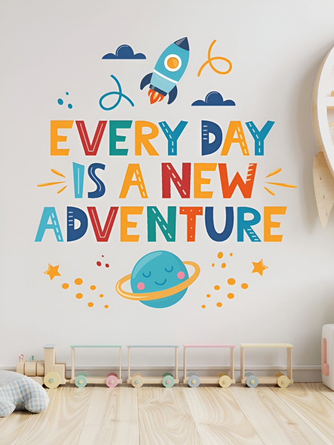 Asian royal Blue & Red Printed Waterproof Wall Sticker