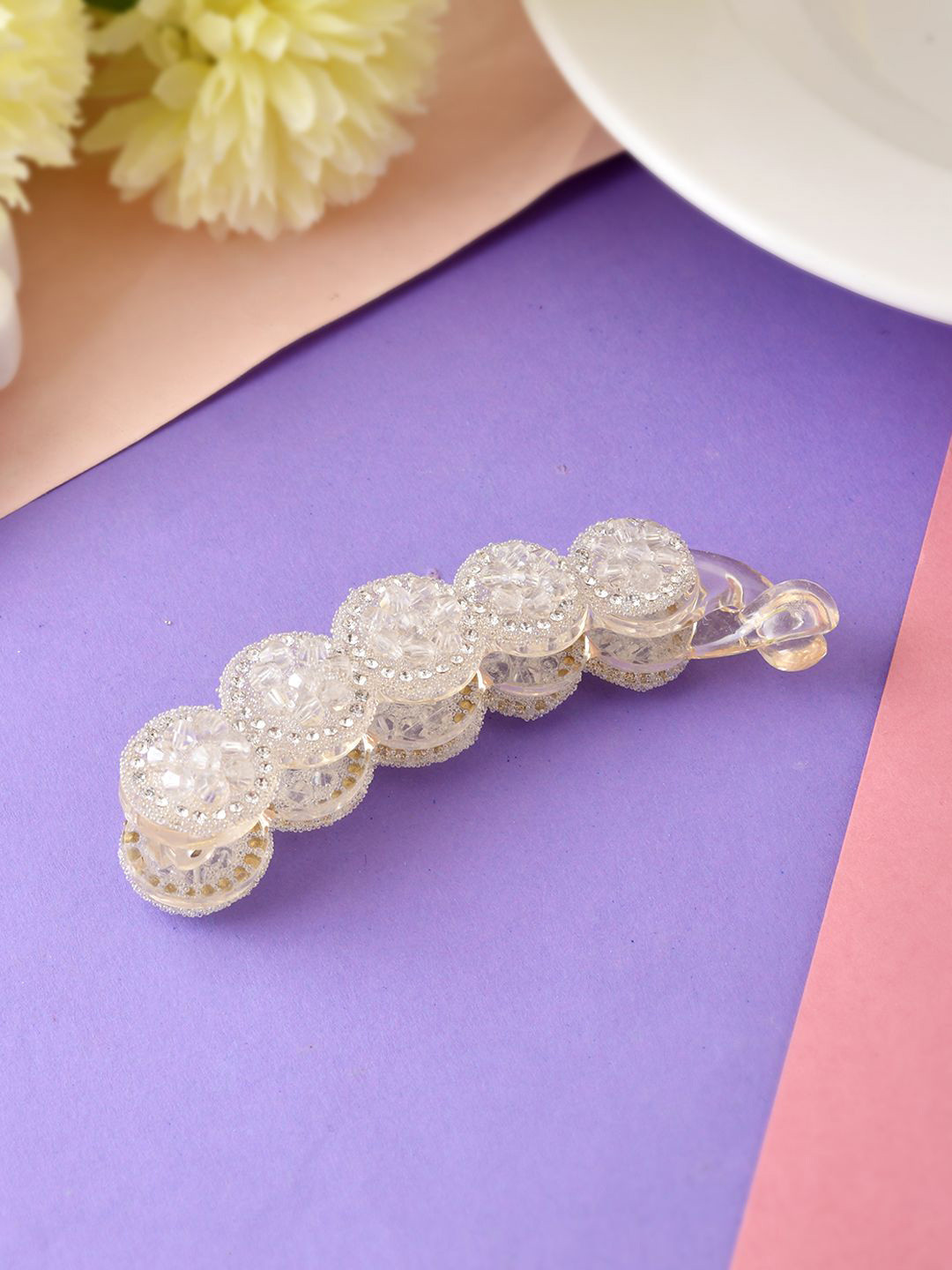 Silvermerc Designs Women Embellished Crystal Hair Banana Clip