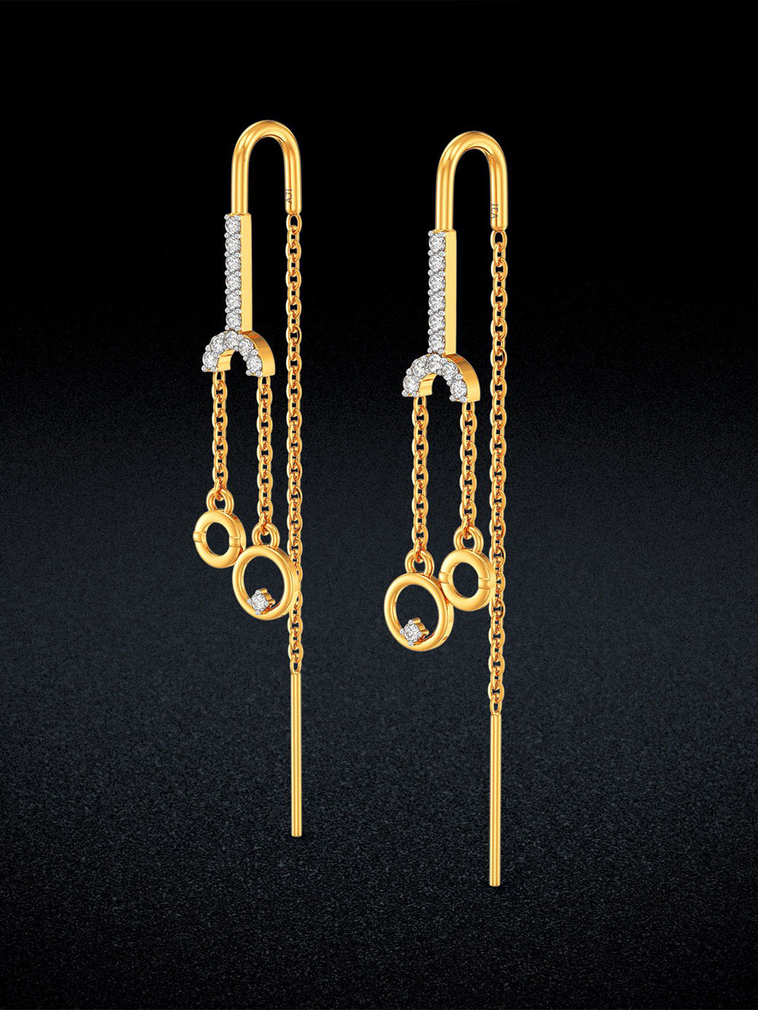 Joyalukkas 22KT Dual Drop Circlet Gold Earrings 3.829g