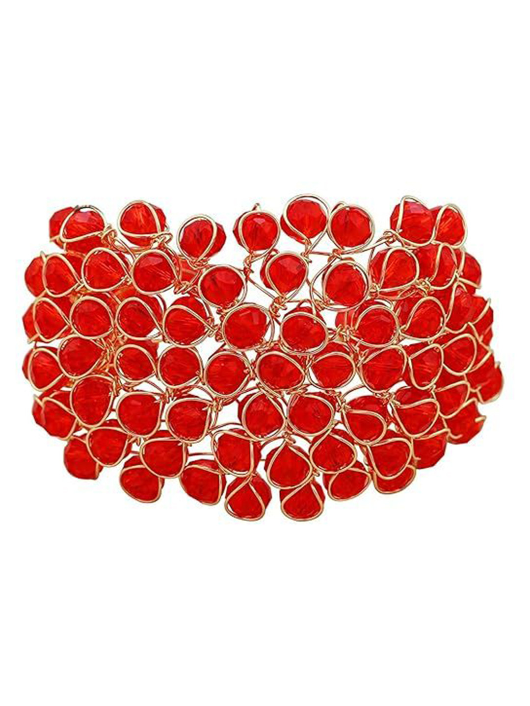 MEMOIR Gold-Plated Stone Studded Beehive Adjustable Link Bracelet