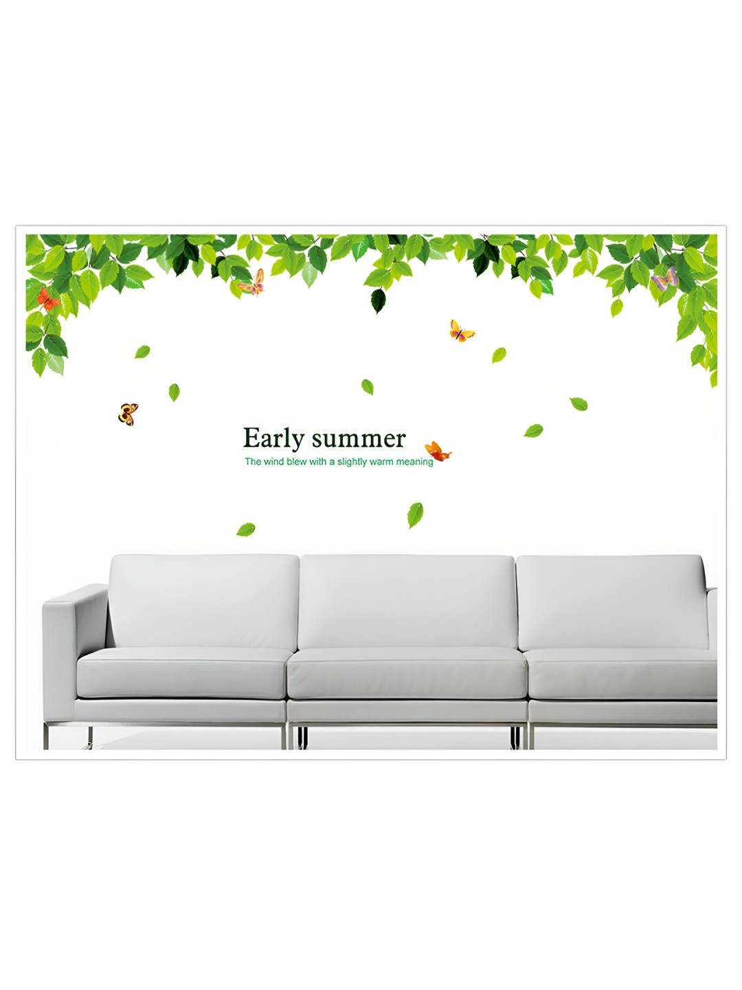 Asian royal Green Leaves Printed Self Adhesive Wall Sticker