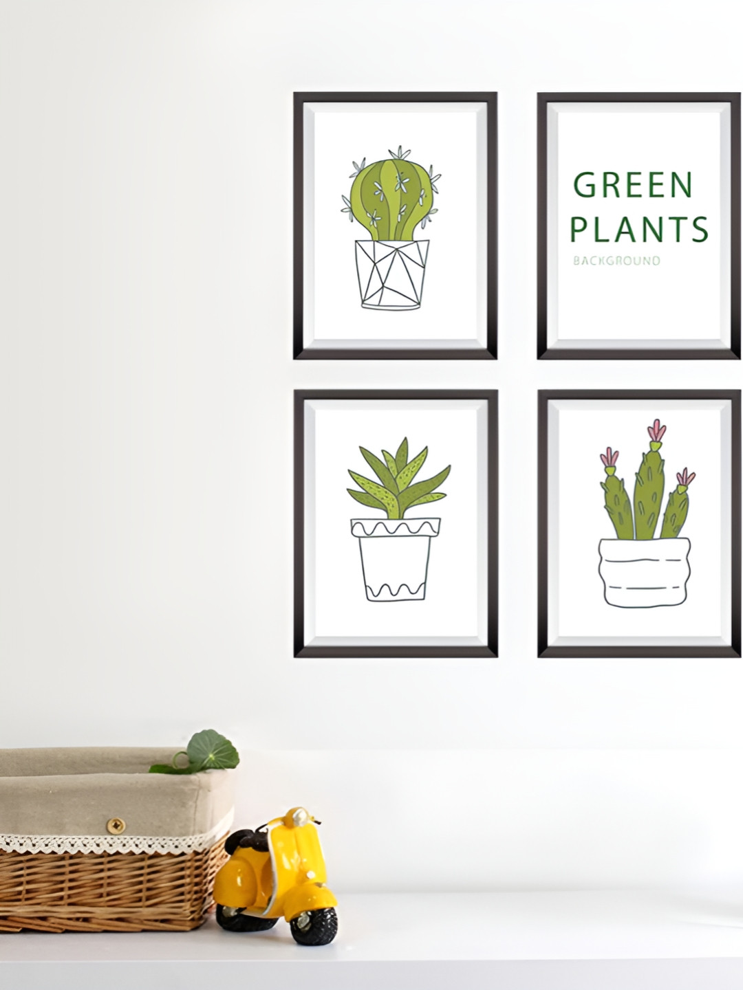 Asian royal White & Green Plants Printed Self Adhesive Wall Sticker