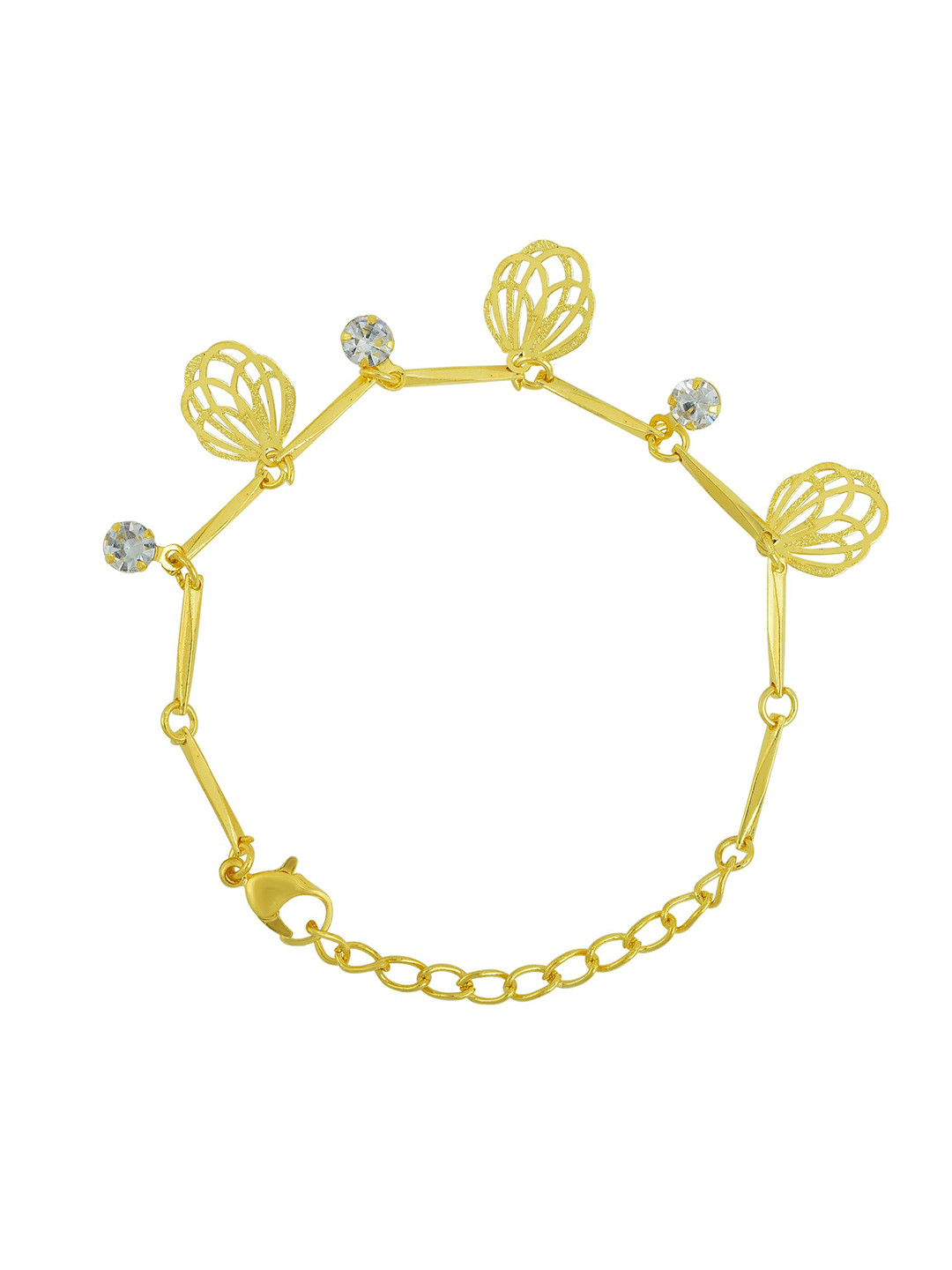 MEMOIR Gold-Plated Hanging Charms Simple Sleek & Sober Link Bracelet