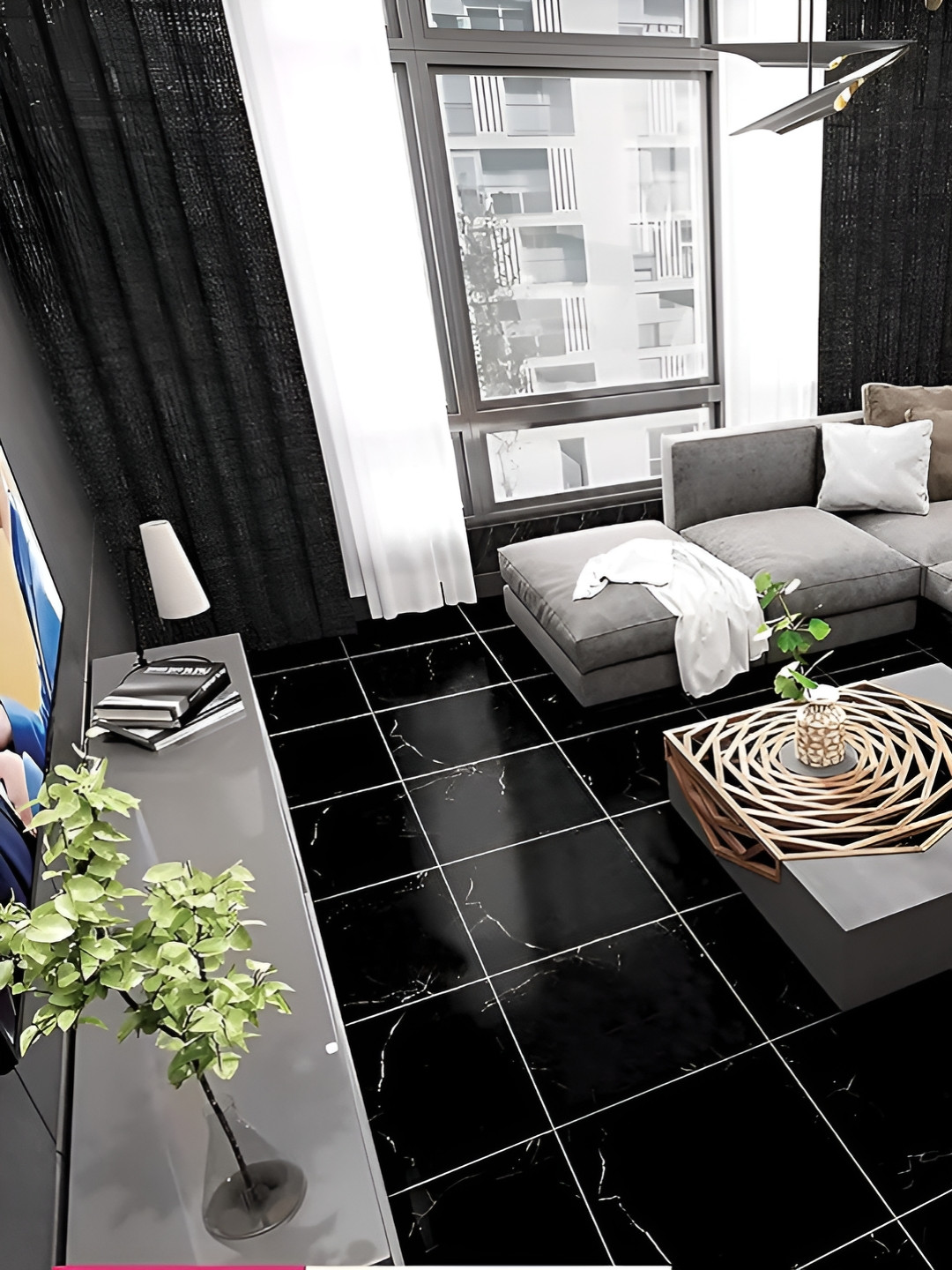 Asian royal Black Tile Waterproof Decals and Stickers