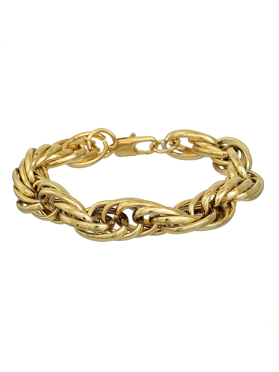 MEMOIR Unisex Gold-Plated Long Double Oval Link Bracelet