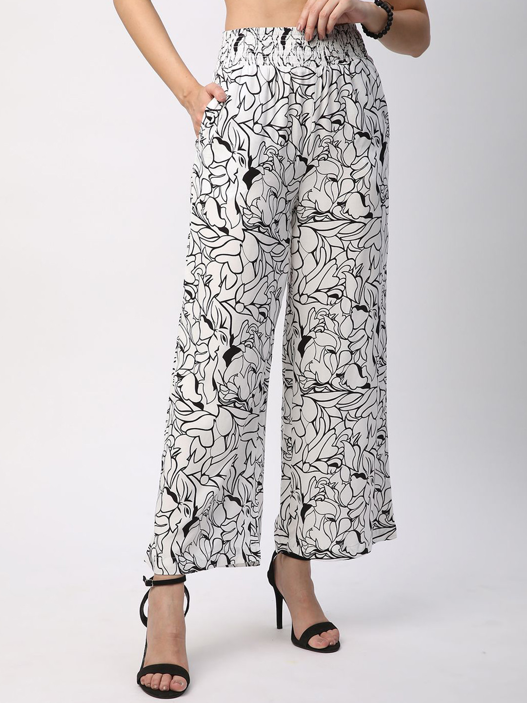Mystere Paris Women Printed Wide-Leg Fit Palazzo