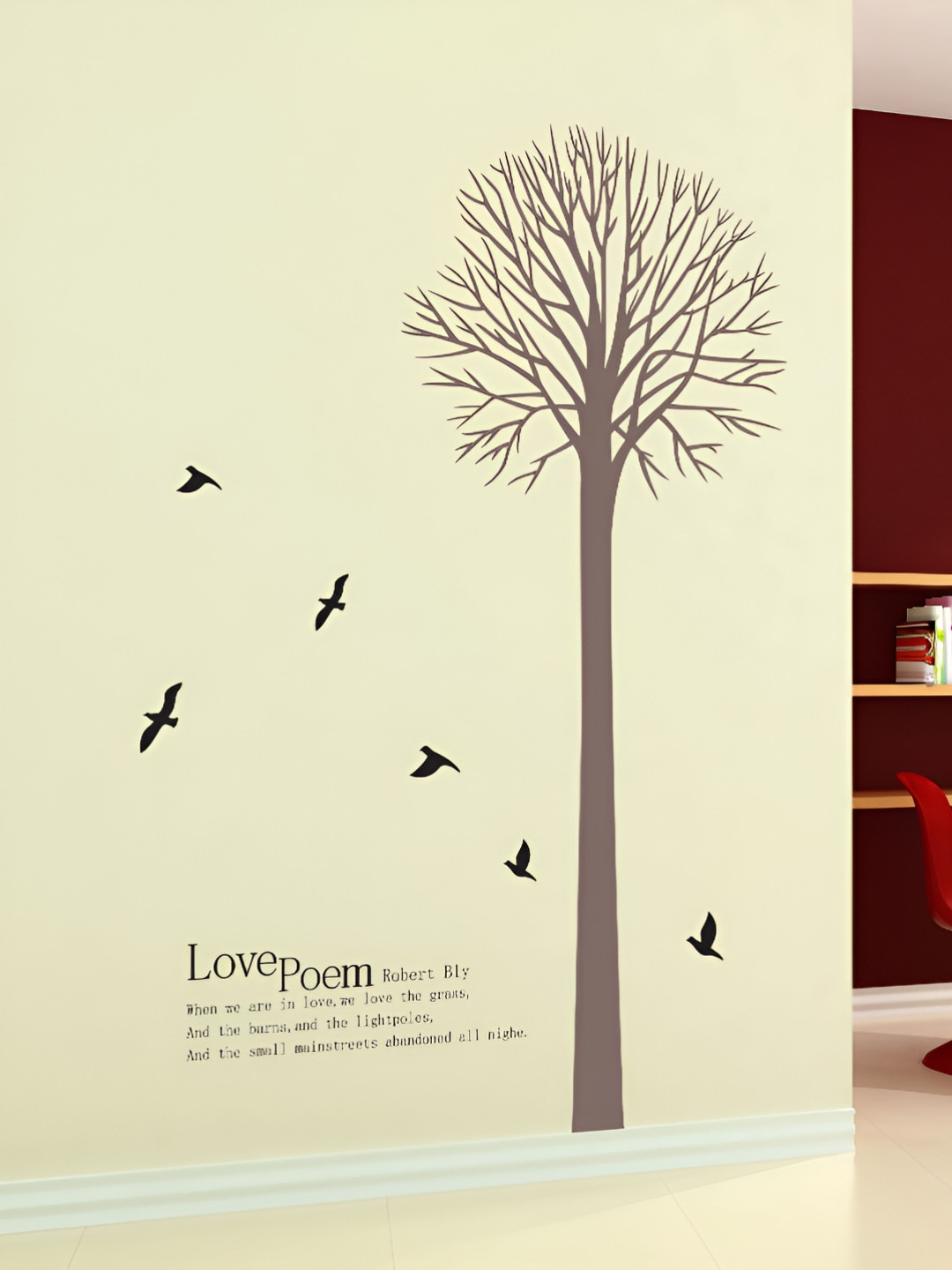 Asian royal Brown & Black Tree & Birds Printed Wall Sticker