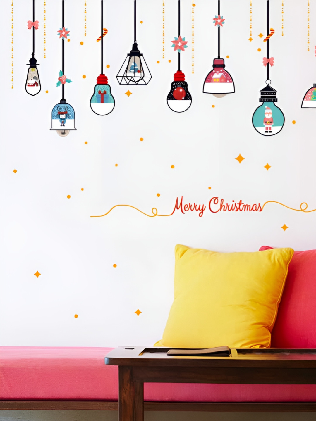 Asian royal Blue & Red Printed Water Proof Wall Sticker