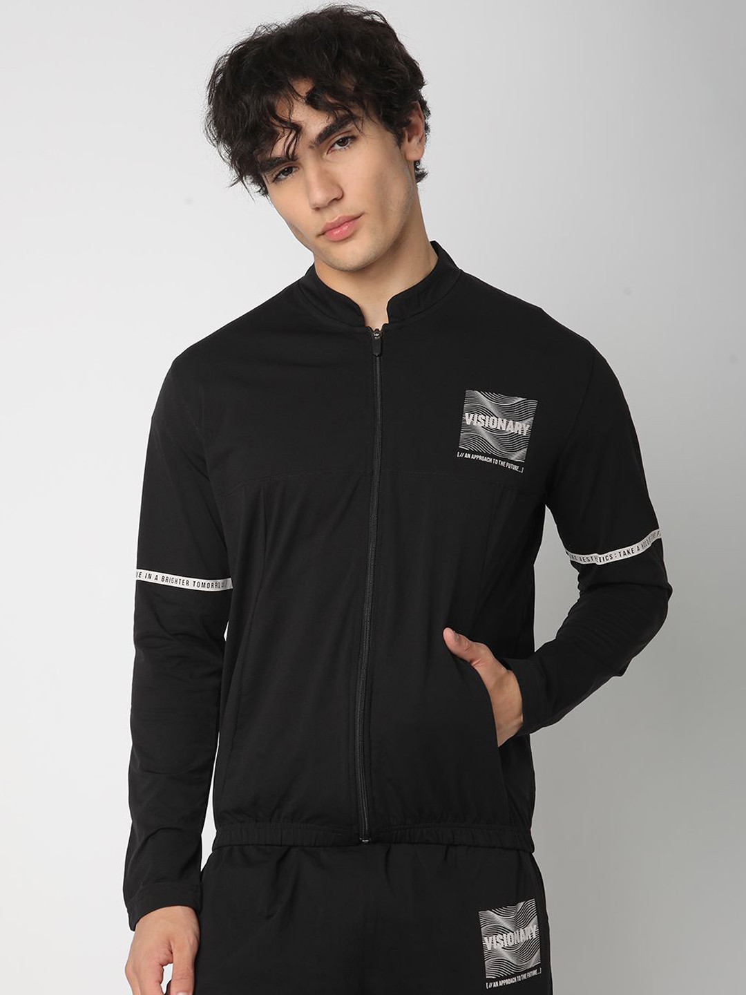 R&B Men without Longline Sporty Jacket with Embroidered