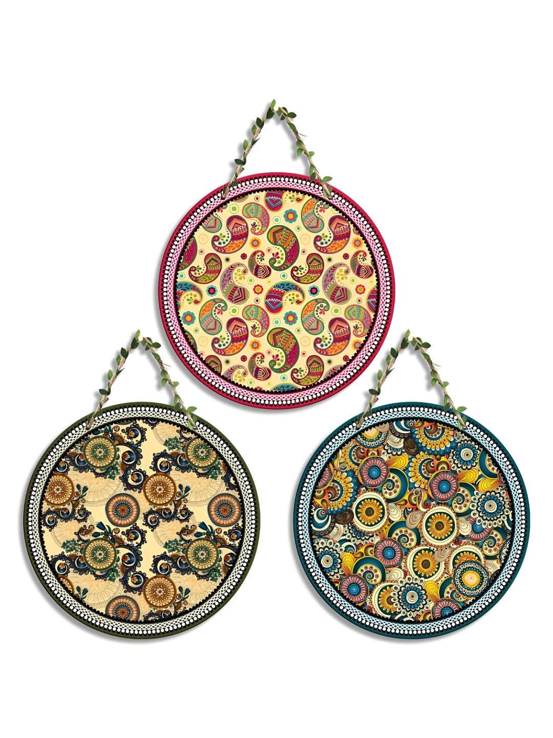 SEHAZ ARTWORKS CS-15 Wood Floral Glossy Hanging Hall 3Pcs Wall Hangings-22In