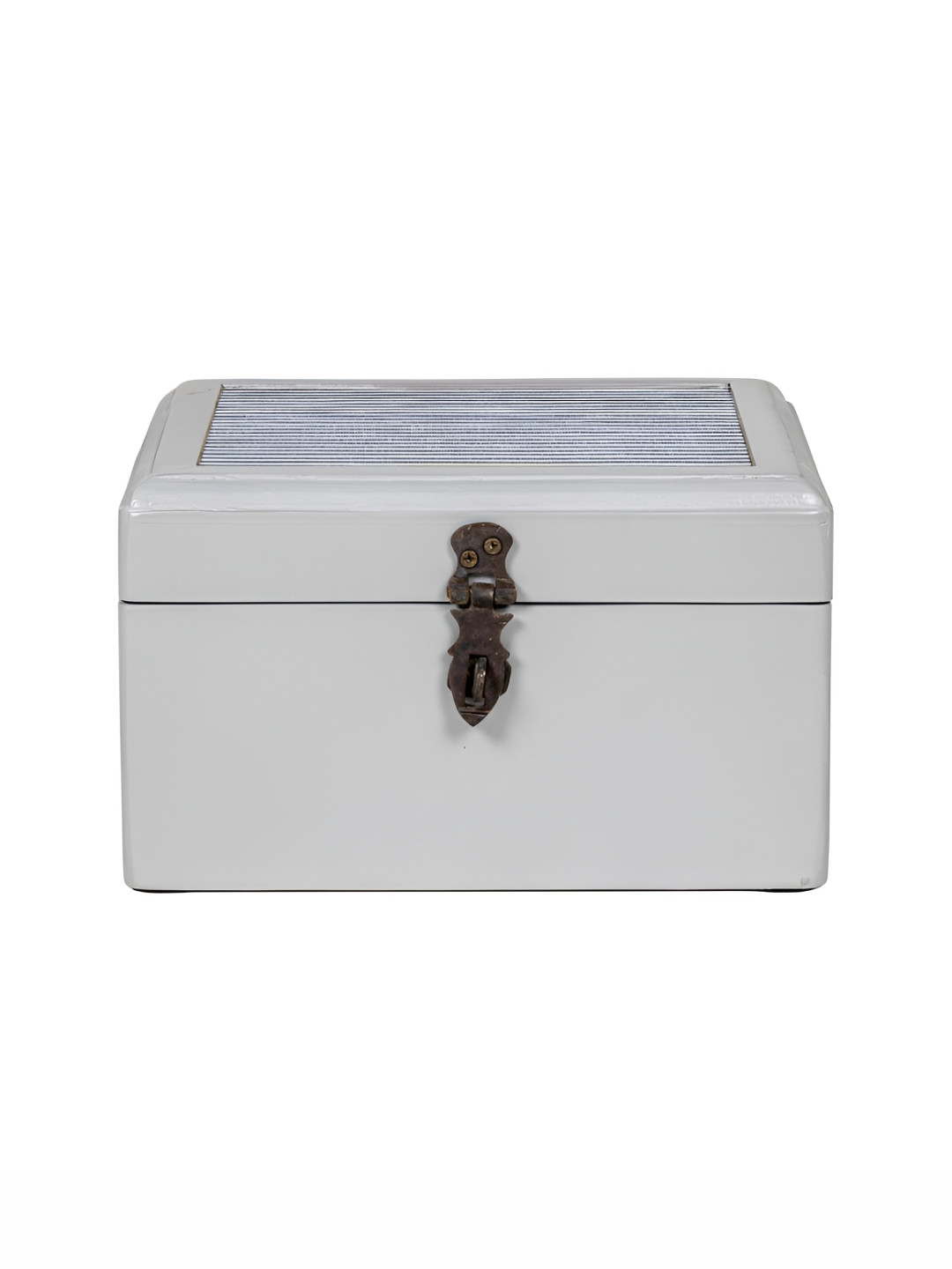 Contrast Living Black and Grey Striped Printed Wooden Regular Jewellery Organiser