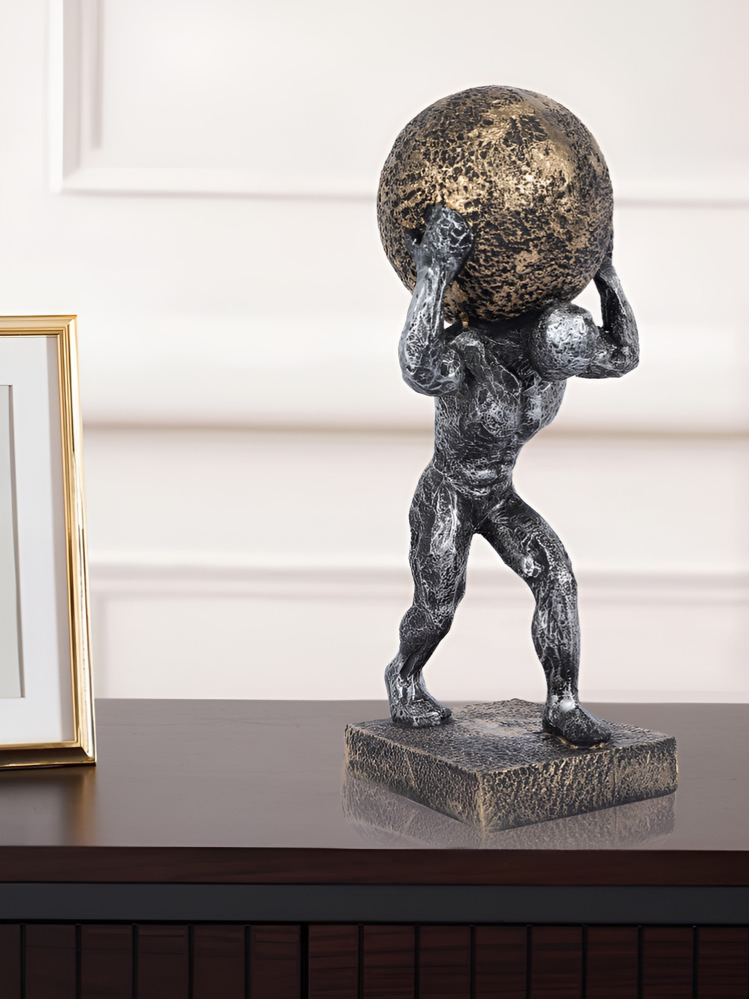 Zart Grey Polyresin Matte Living Room Medium Showpiece - 5.5 Inches