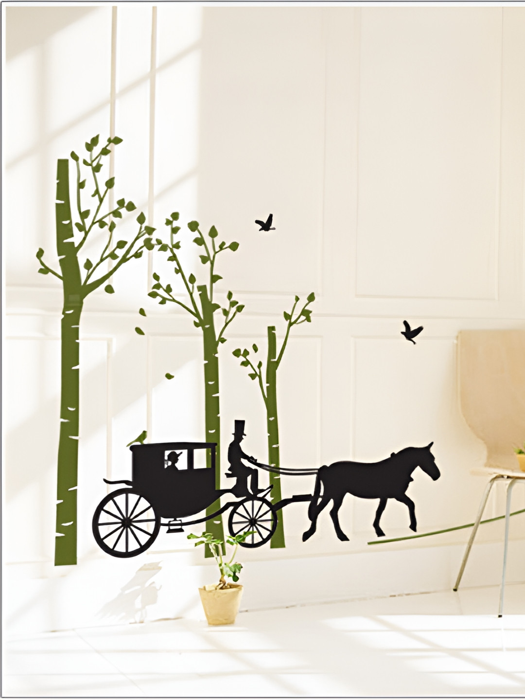 Asian royal Black & Green Plants Printed Waterproof Wallpaper