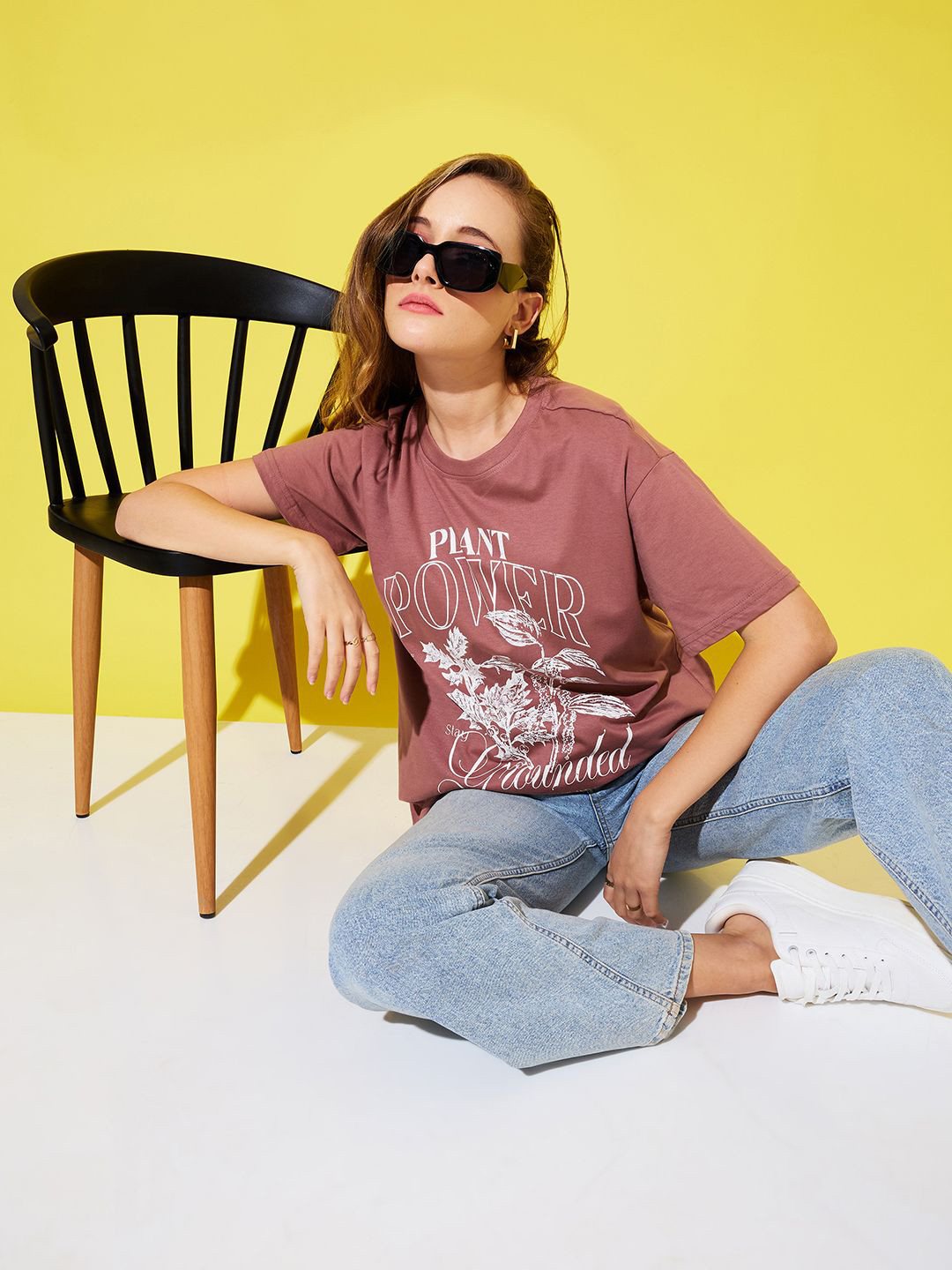 The Roadster Lifestyle Co. Women Graphic Printed Round Neck Cotton Oversized T-shirt