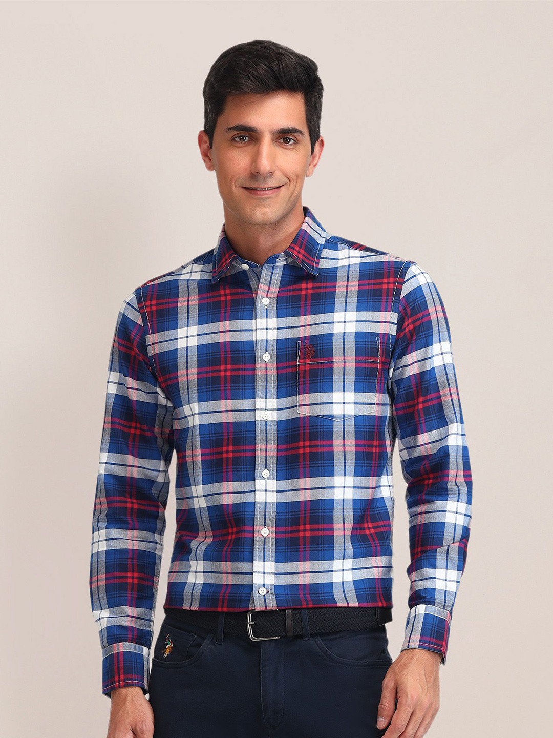 U.S. Polo Assn. Men Manhattan Slim Fit Opaque Checked Casual Shirt