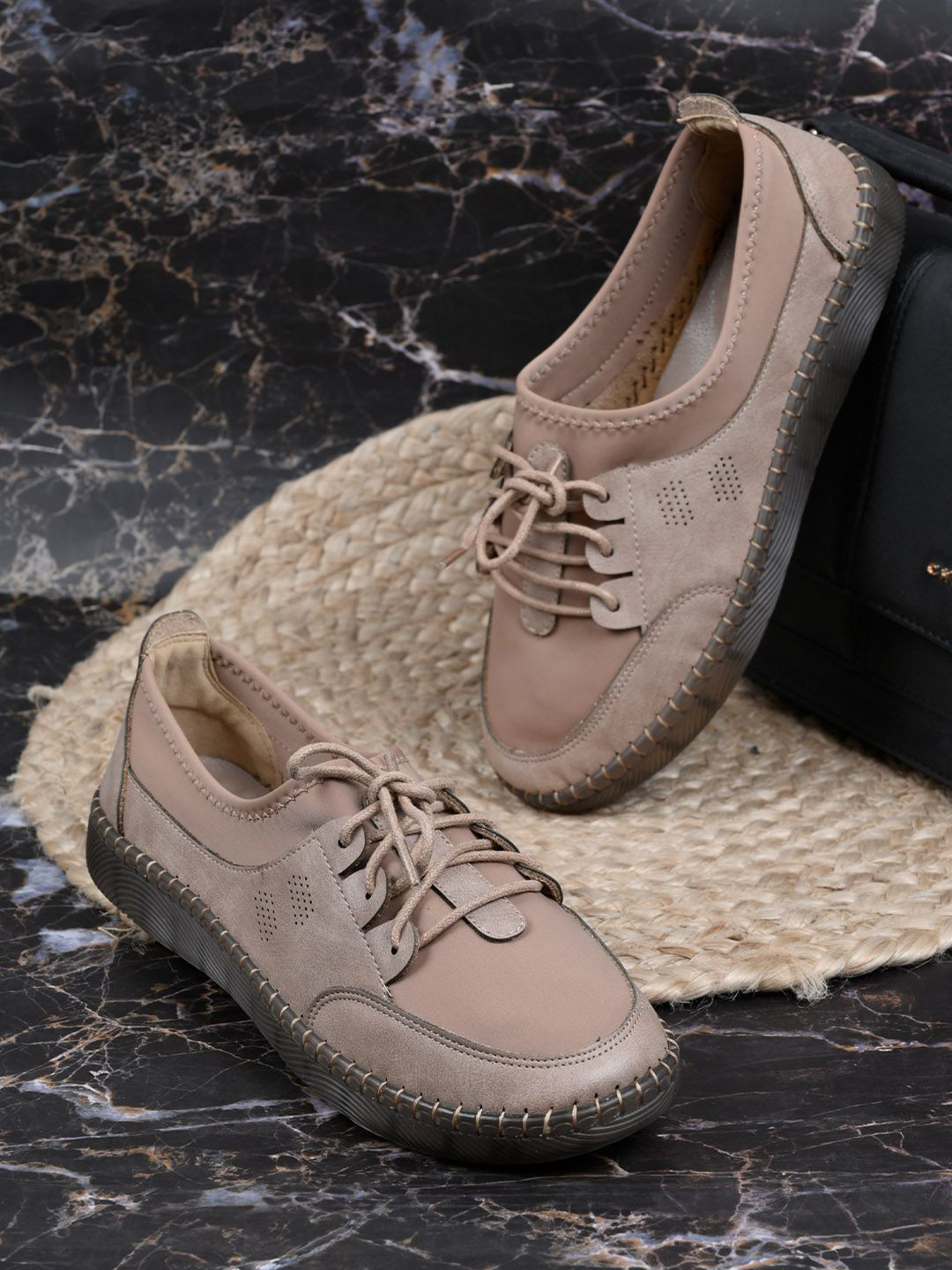 Jove Women Perforations PU Slip-On Sneakers