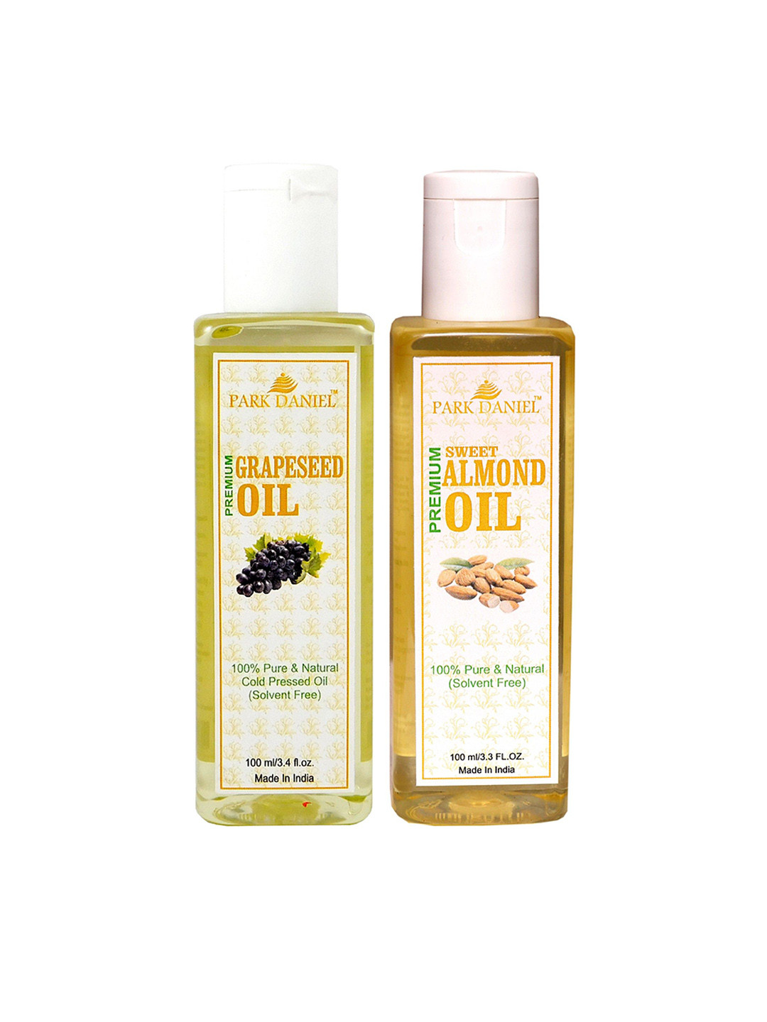 Park Daniel 2Pcs 100% Pure Natural Cold Pressed Grapeseed & Sweet Almond Oils - 100ml Each