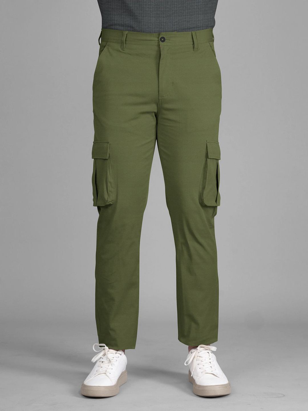 The Pant Project Men Herb Olive Slim-Fit Stretchable Cotton Cargos