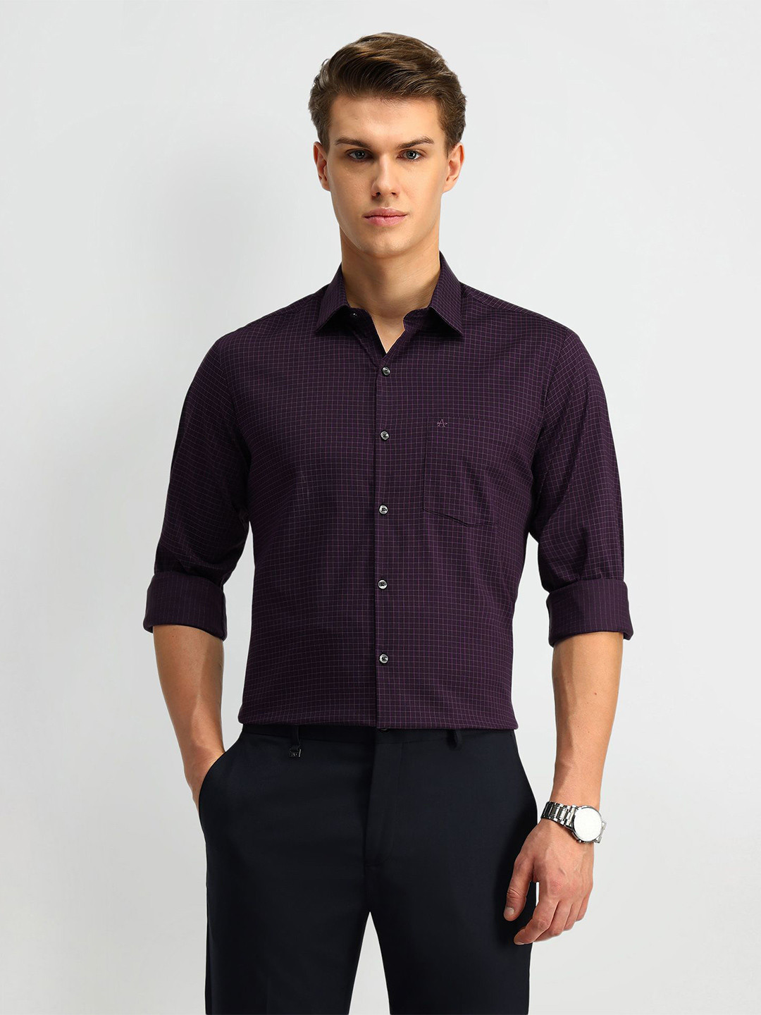 Arrow Stretchable Lightweight Manhattan Slim Fit Windowpane CheckedShirt