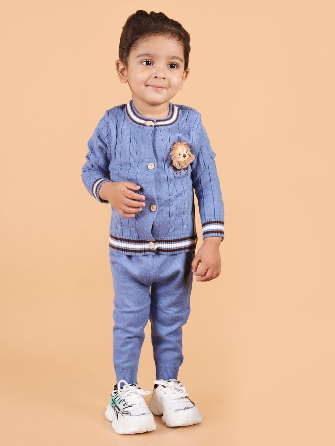 MAMA AND PEACHES Unisex Kids Self Design Pure Cotton Shirt with Joggers