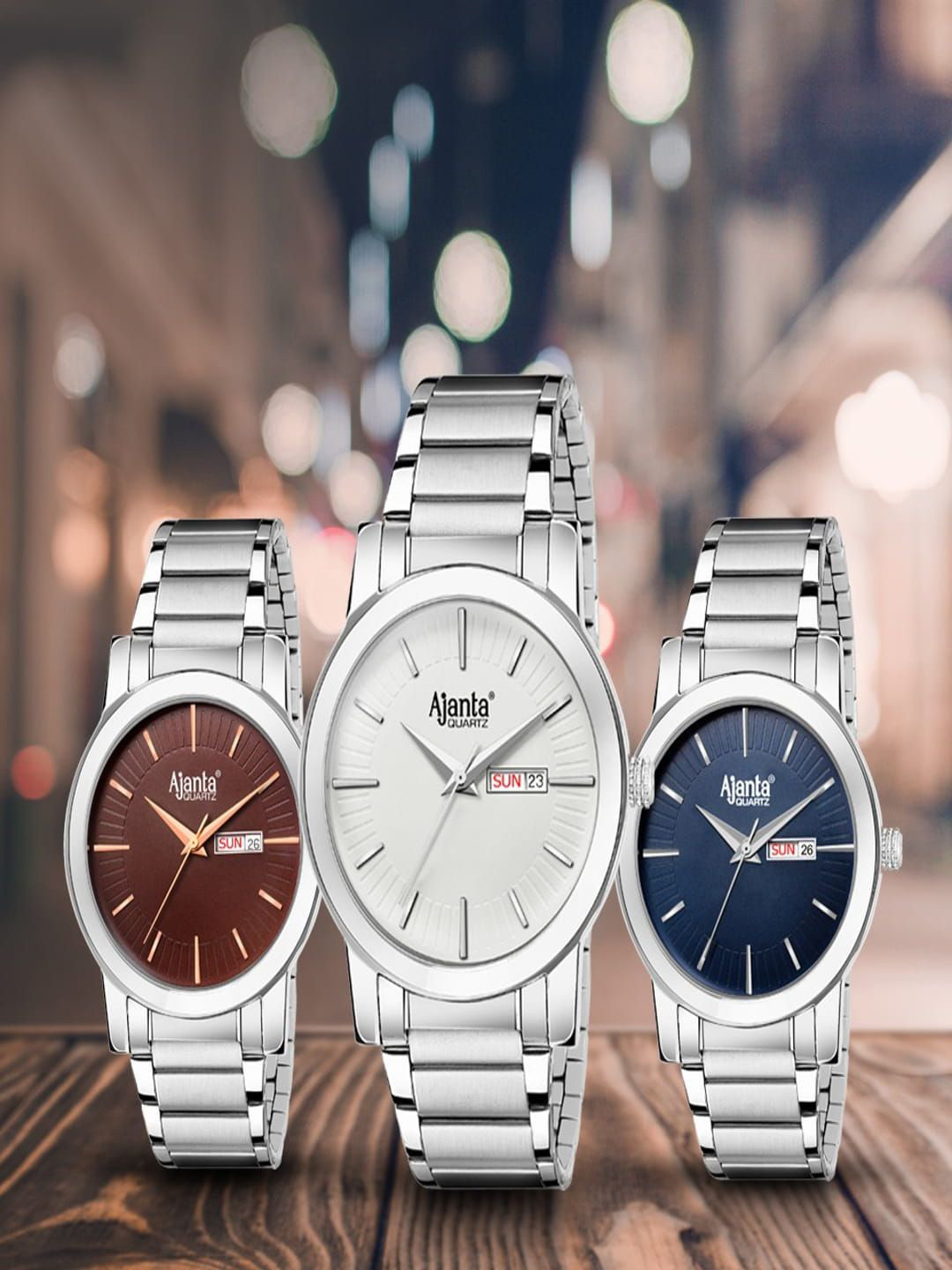 Ajanta Quartz Men Dial & Stainless Steel Straps Analogue Watch AWC502 BS BBL