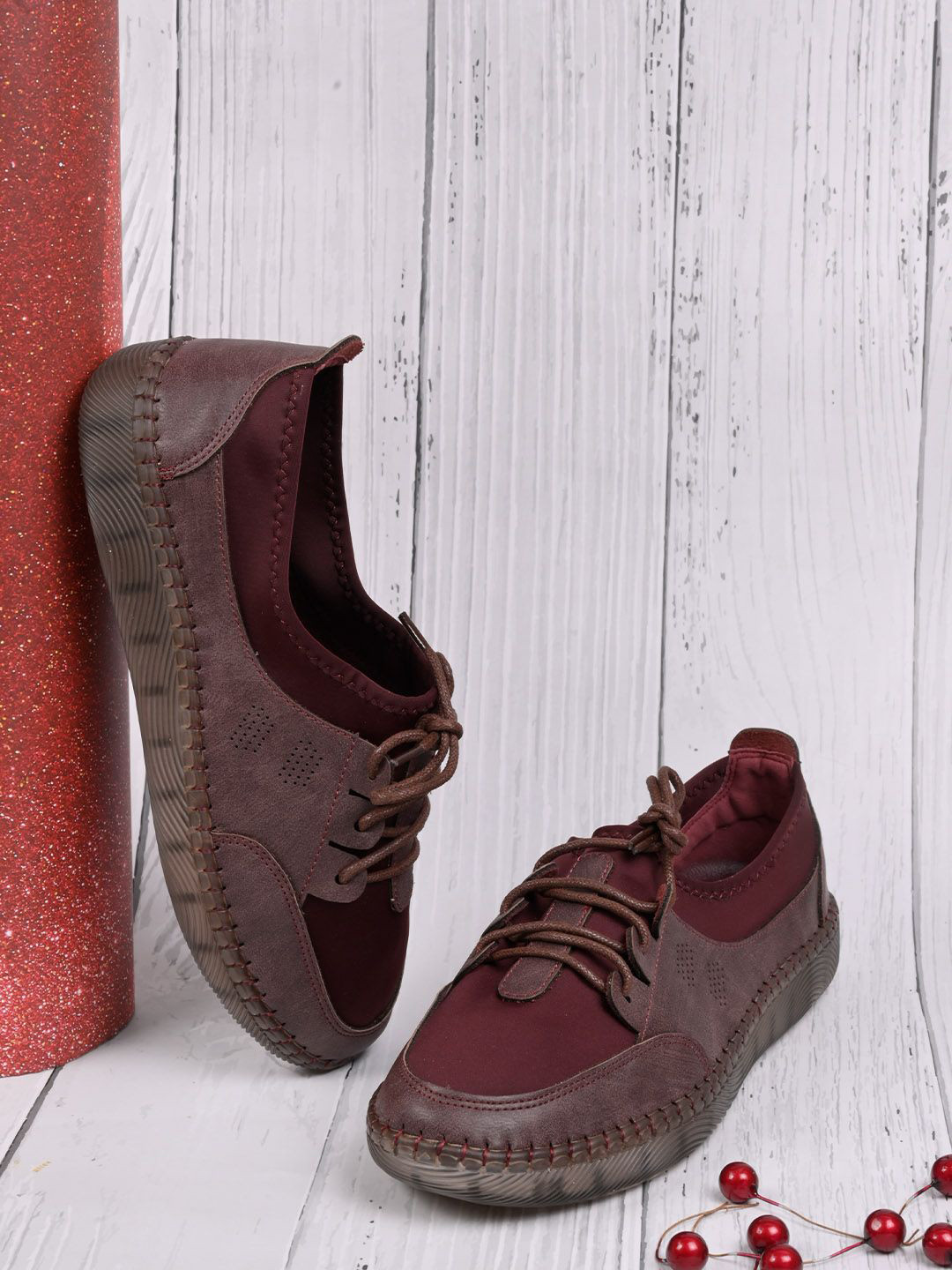 Jove Women Perforations PU Slip-On Sneakers