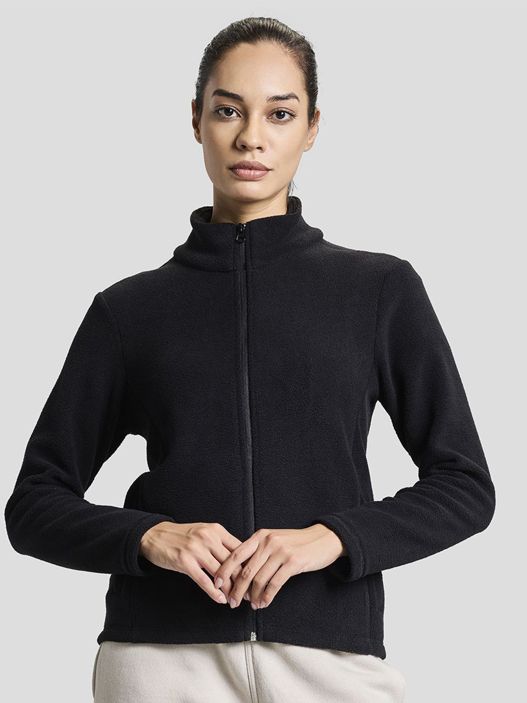 BOLDFIT Womens Fleece Full Zipper High Neck Sweatshirt