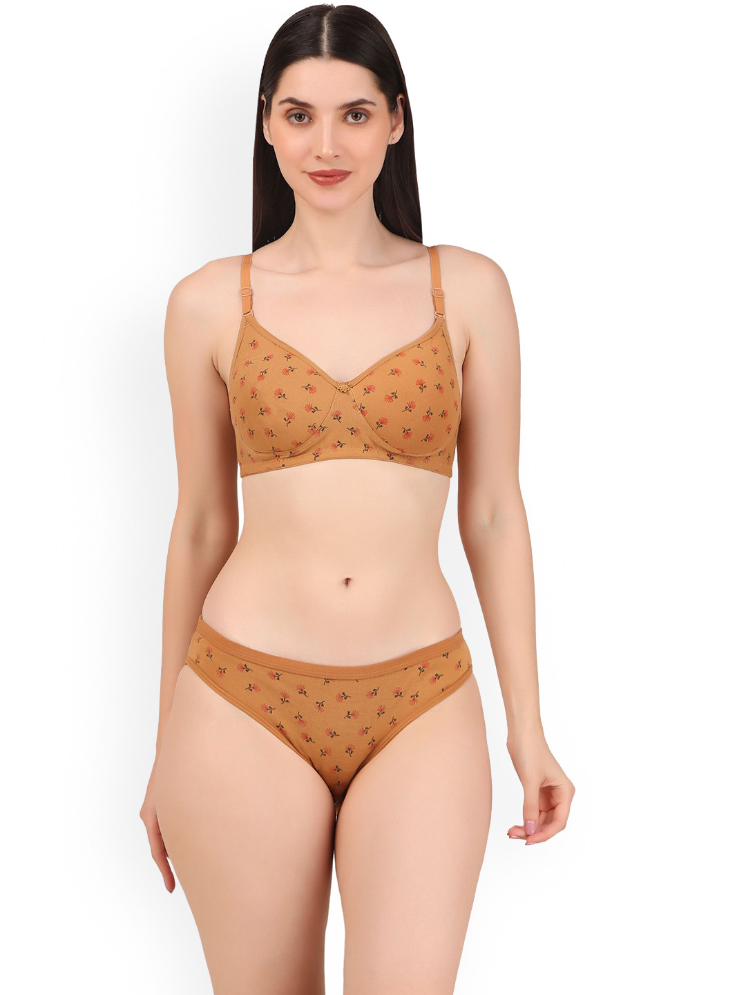 Piylu Women Self-Designed Lightly Padded Lingerie Set Set-501-CB1-Golden-28