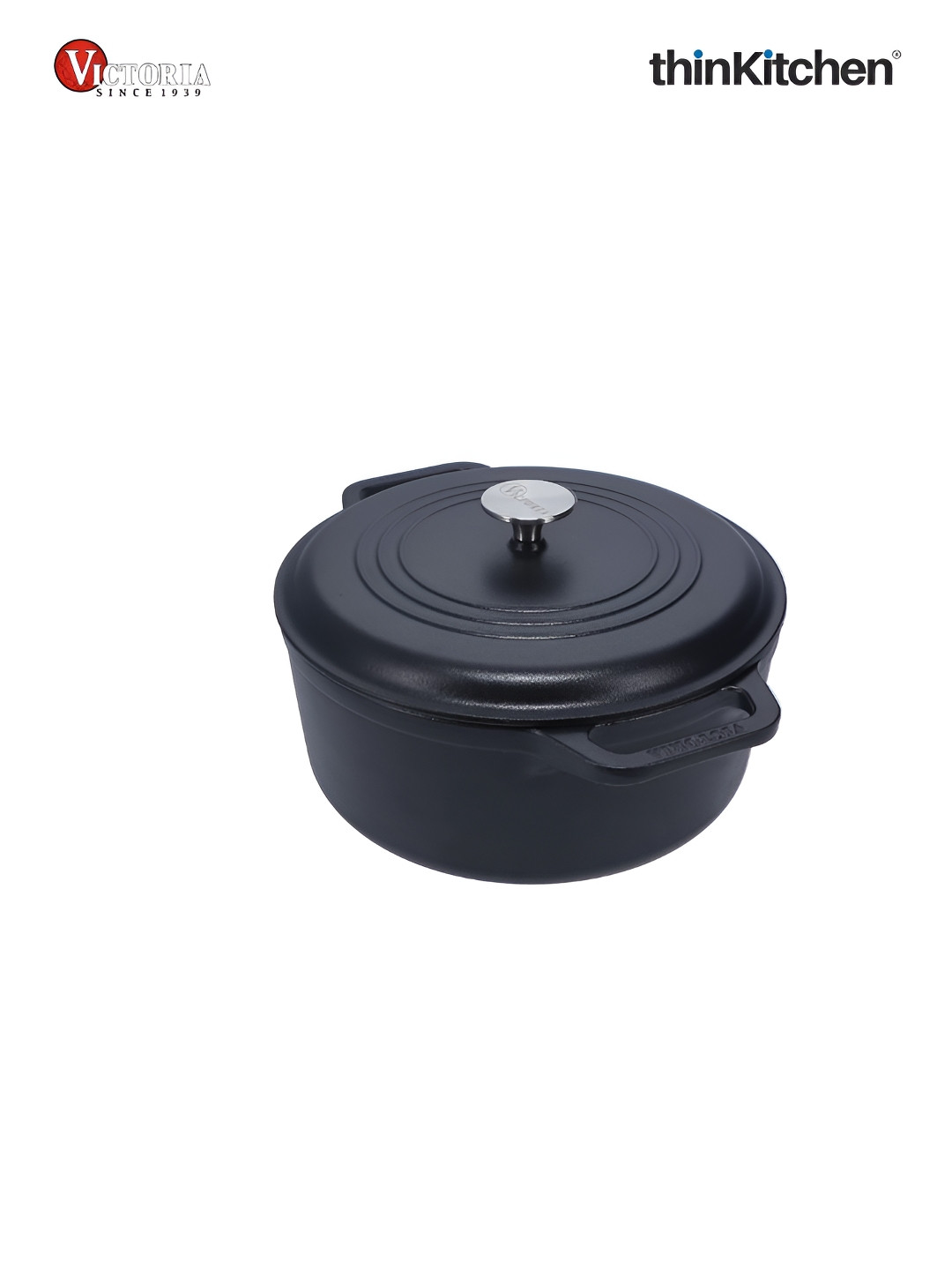 Victoria Black Dual Loop Handles Kadhai And Wok With Lid