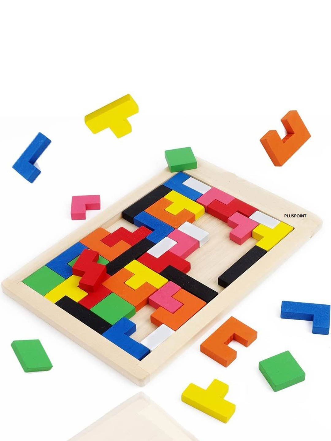 PLUSPOINT Kids Set of 2 BPA Free Colorful Jigsaw Wooden Puzzles Activity Toys and Games