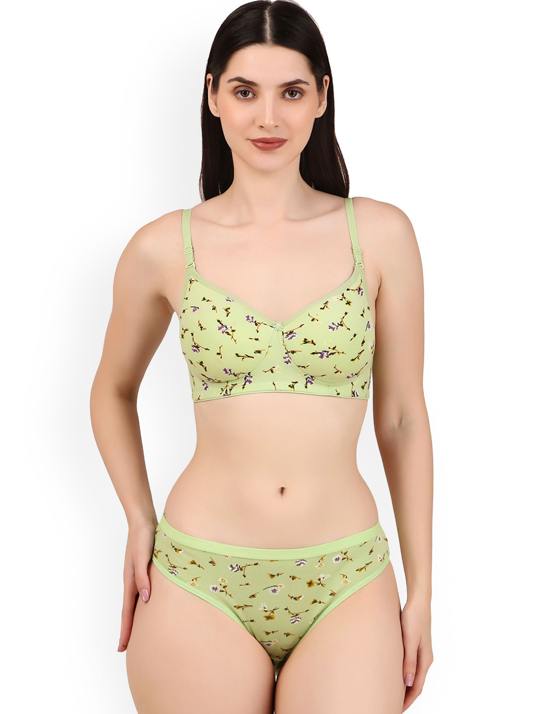 Piylu Women Self-Designed Lightly Padded Lingerie Set Set-Kirti-CB1-Green-28