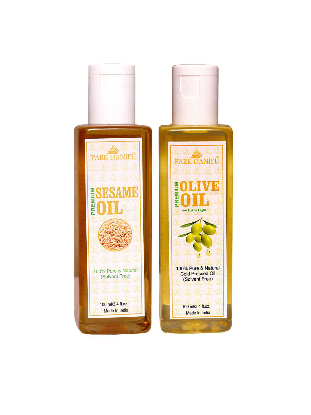 Park Daniel Set Of 2 Pure & Natural Sesame Oil & Olive Oil For Hair & Skin -100 ml Each