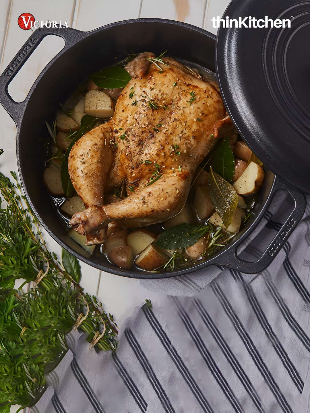 Victoria Black Dual Loop Handles Kadhai And Wok With Lid