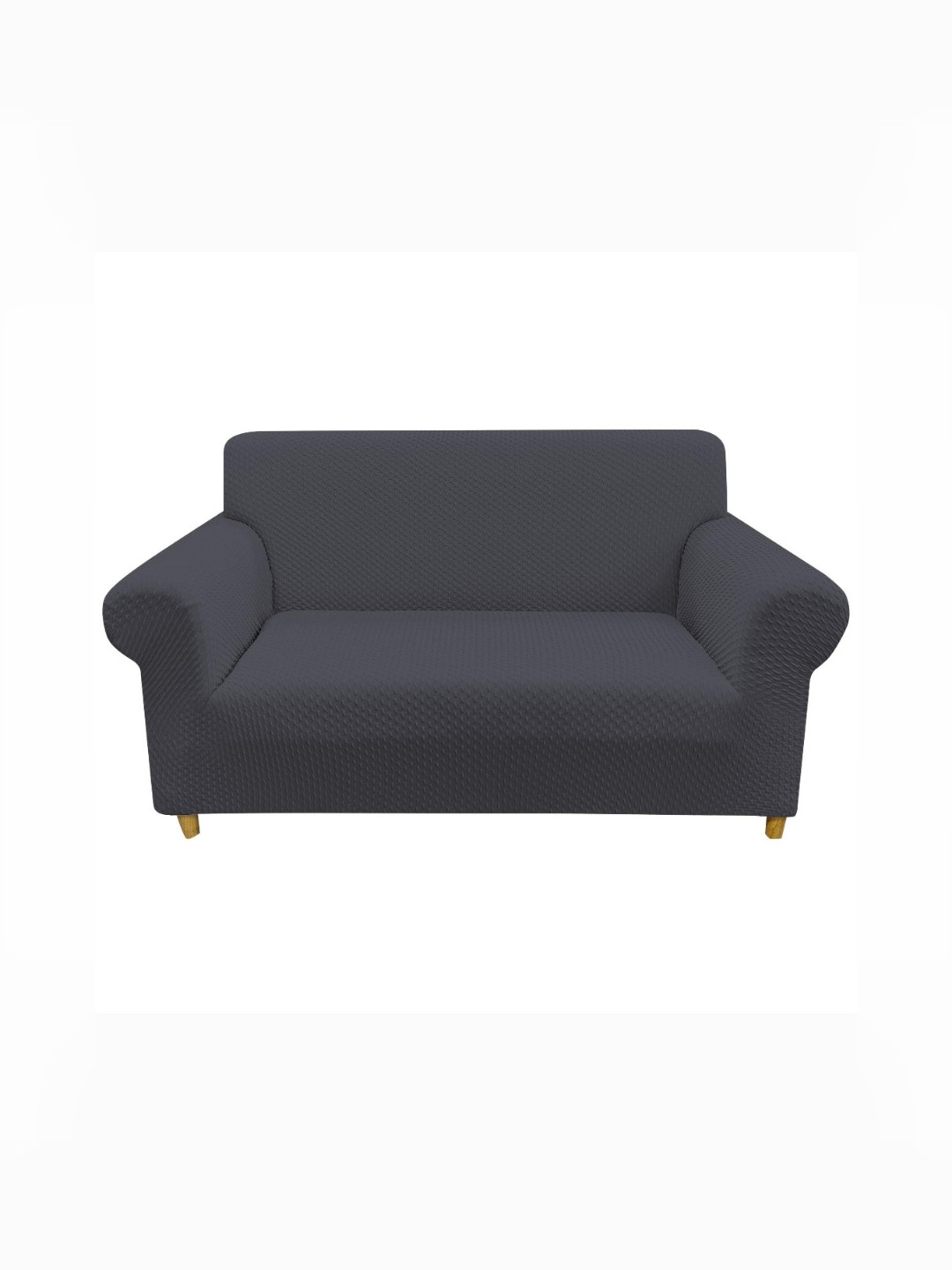 House of Quirk Charcoal Jacquard Elasticated Sofa Cover With Arms one Seater