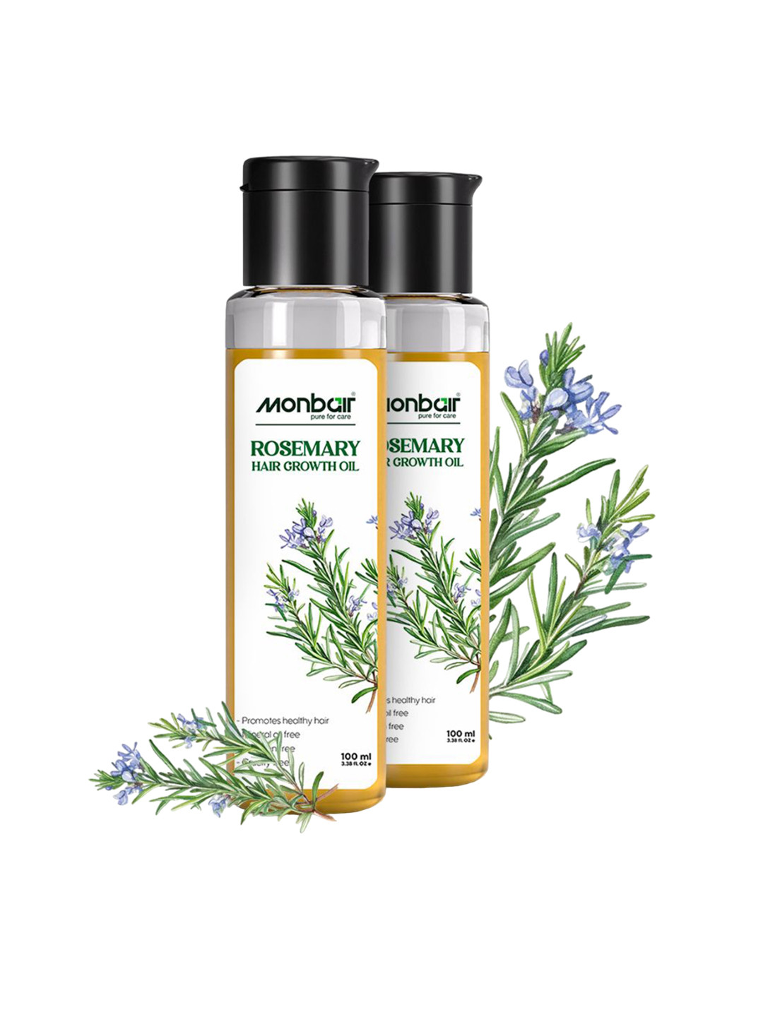 MONBAIR Set Of 2 Rosemary Hair Growth Oil For Hairfall & Nourishes Scalp - 100ml each