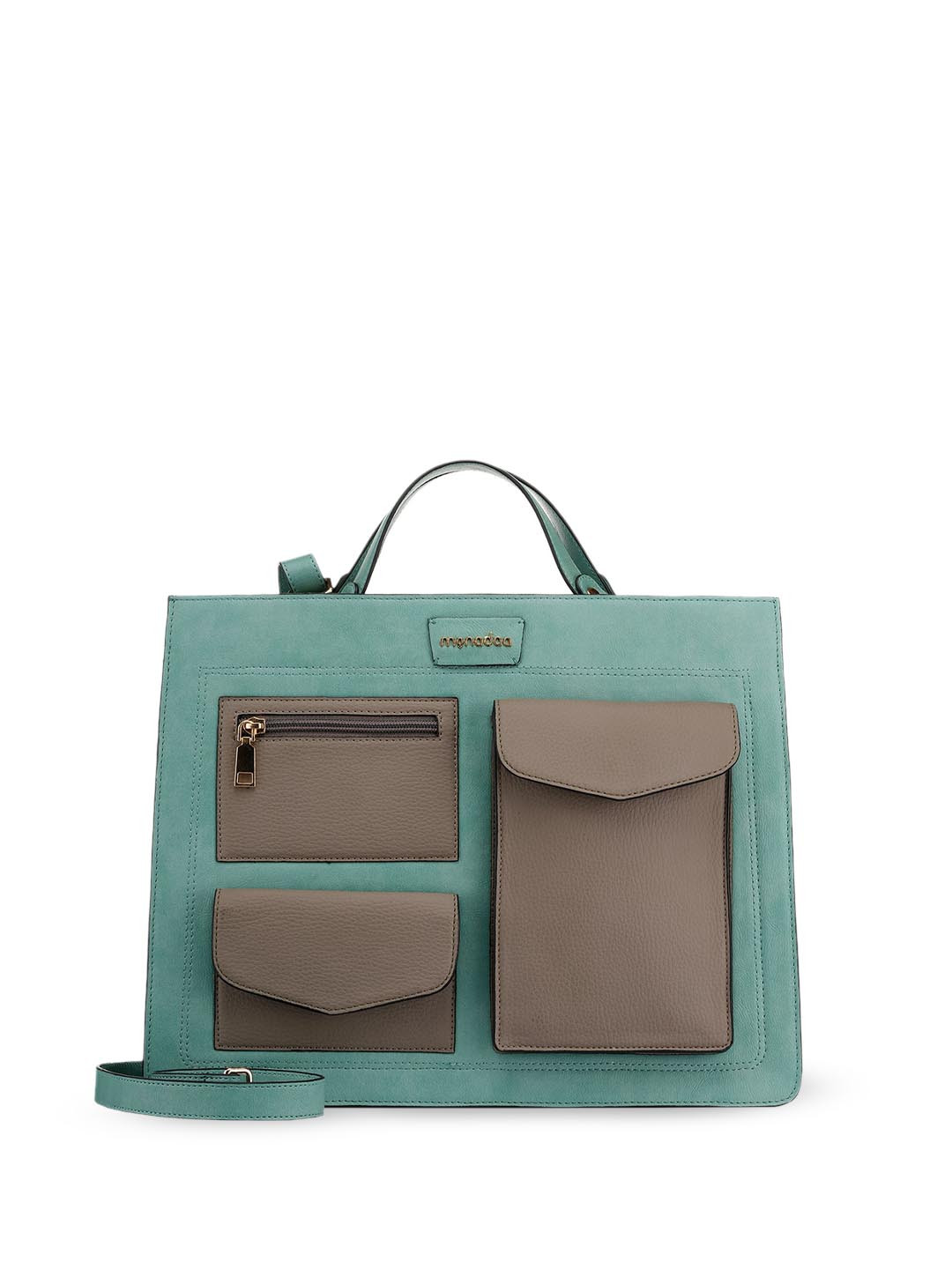 Monadaa Women Colourblocked Structured Handheld Bag