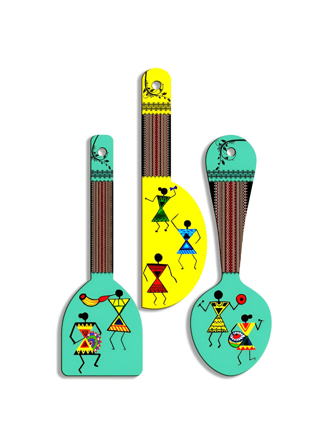 SEHAZ ARTWORKS Waril Wood Matte Hanging Hall 3Pcs Wall Hangings-20.1In