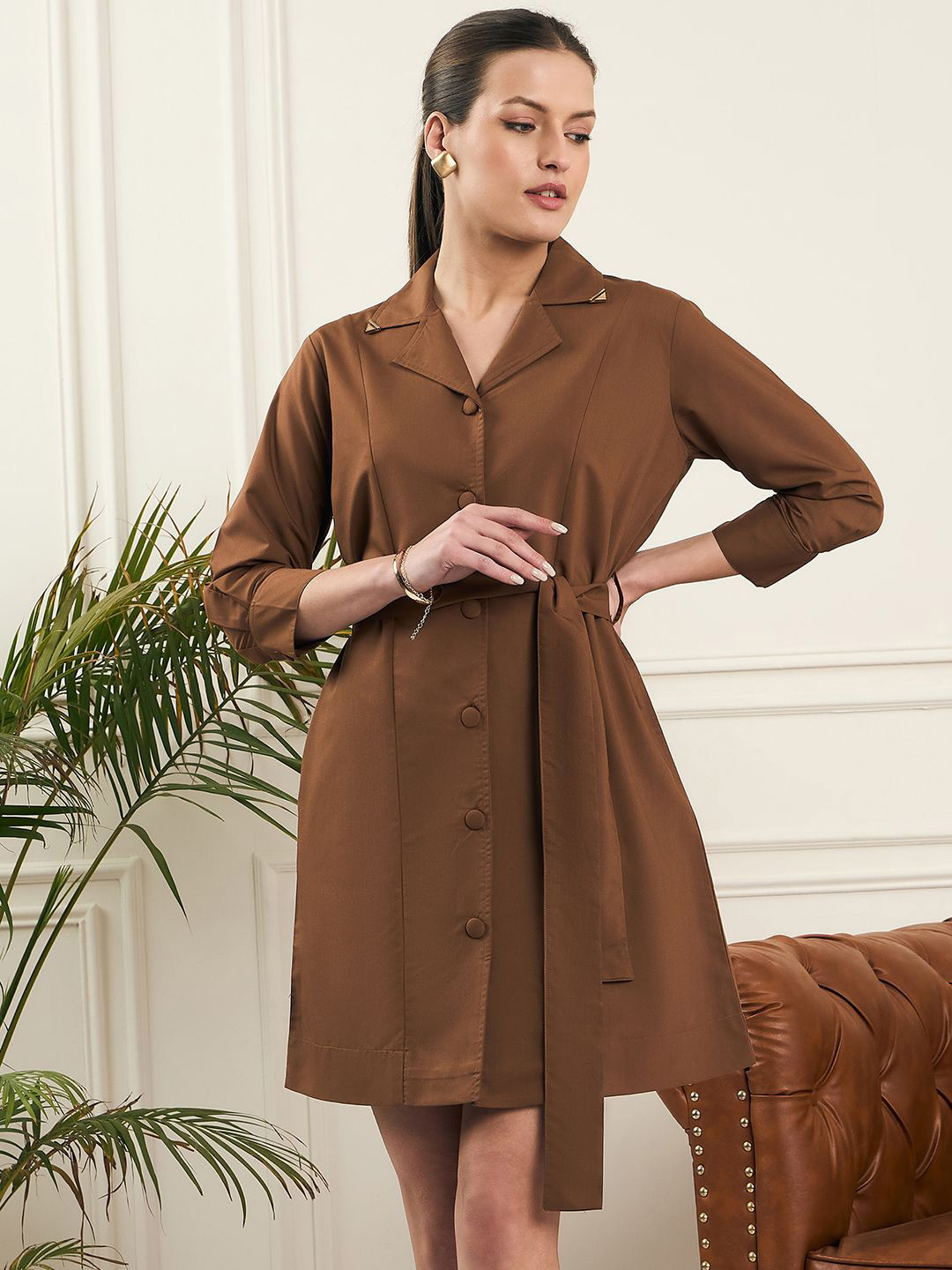 Noi Women Formal Three-Quarter Sleeves Above Knee A-Line Dress