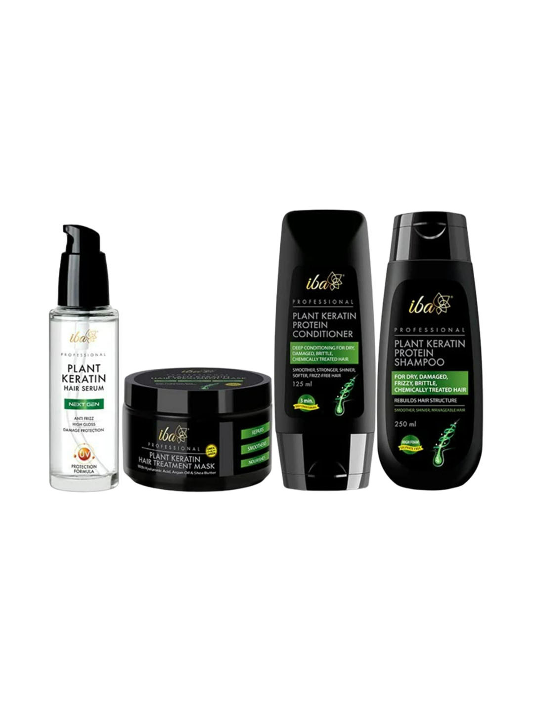 Iba Set of 4 Plant Keratin Serum & Mask With Shampoo & Conditioner