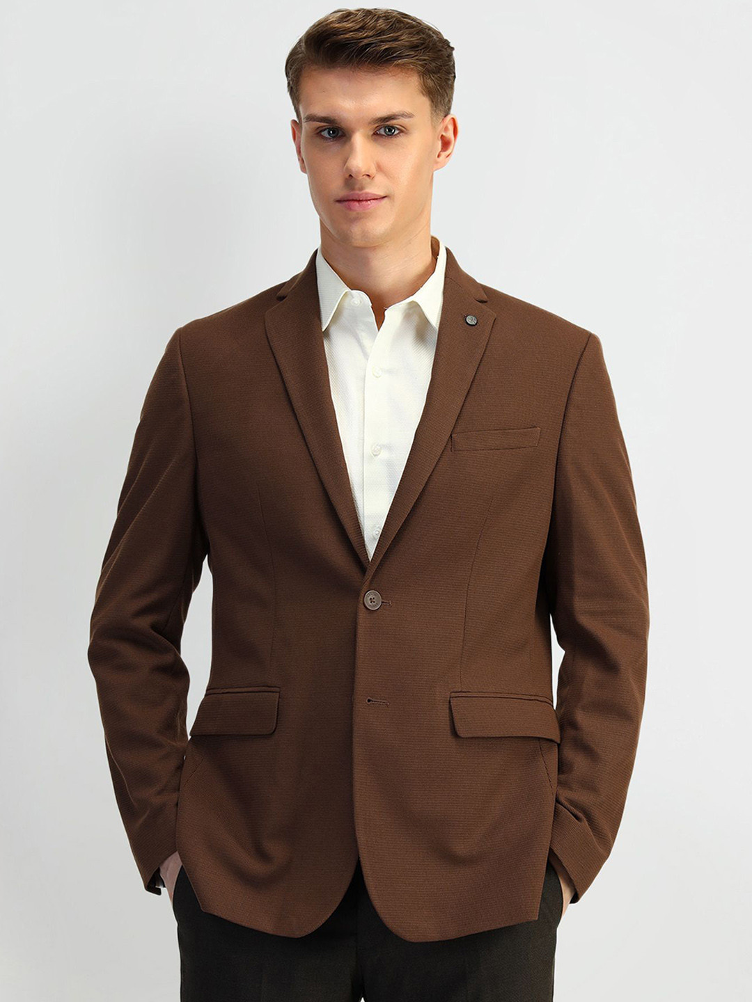 Arrow Self-Design Slim-Fit Single-Breasted Formal Blazers