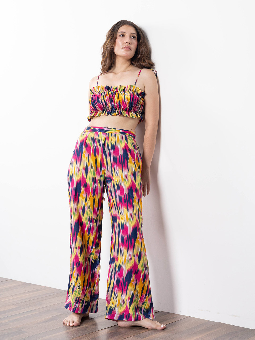 Aoba Women Printed Shoulder Strap Beachwear Set