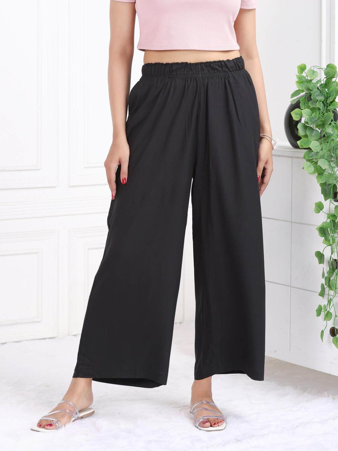 Mlada Women Mid Rise Regular Fit Casual Palazzo Pants