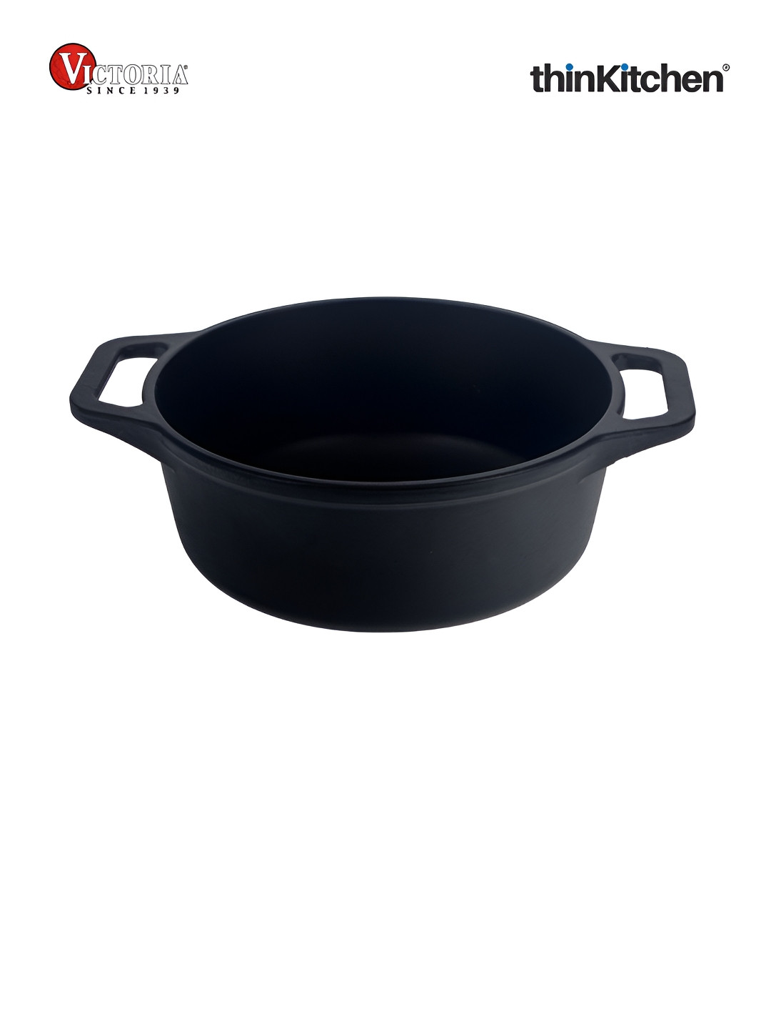 Victoria Black Cast Iron Dutch Oven Kadhai And Wok With Lid