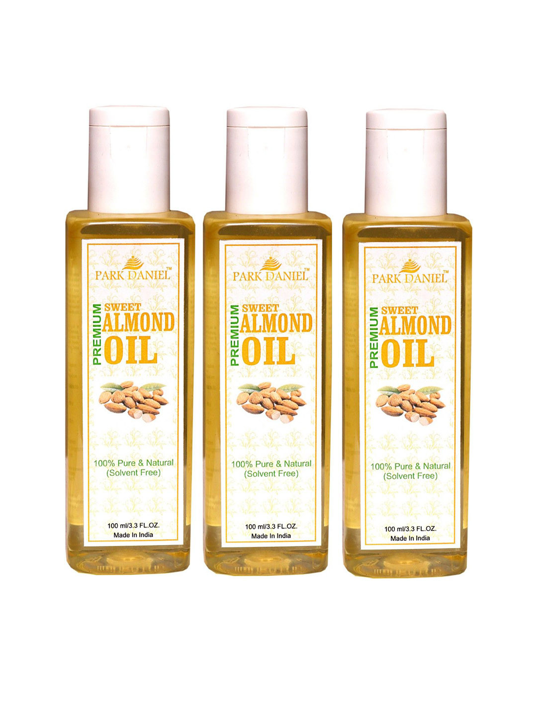 Park Daniel Set Of 3 Premium Sweet Almond Oil For Skin & Hair - 100 ml Each