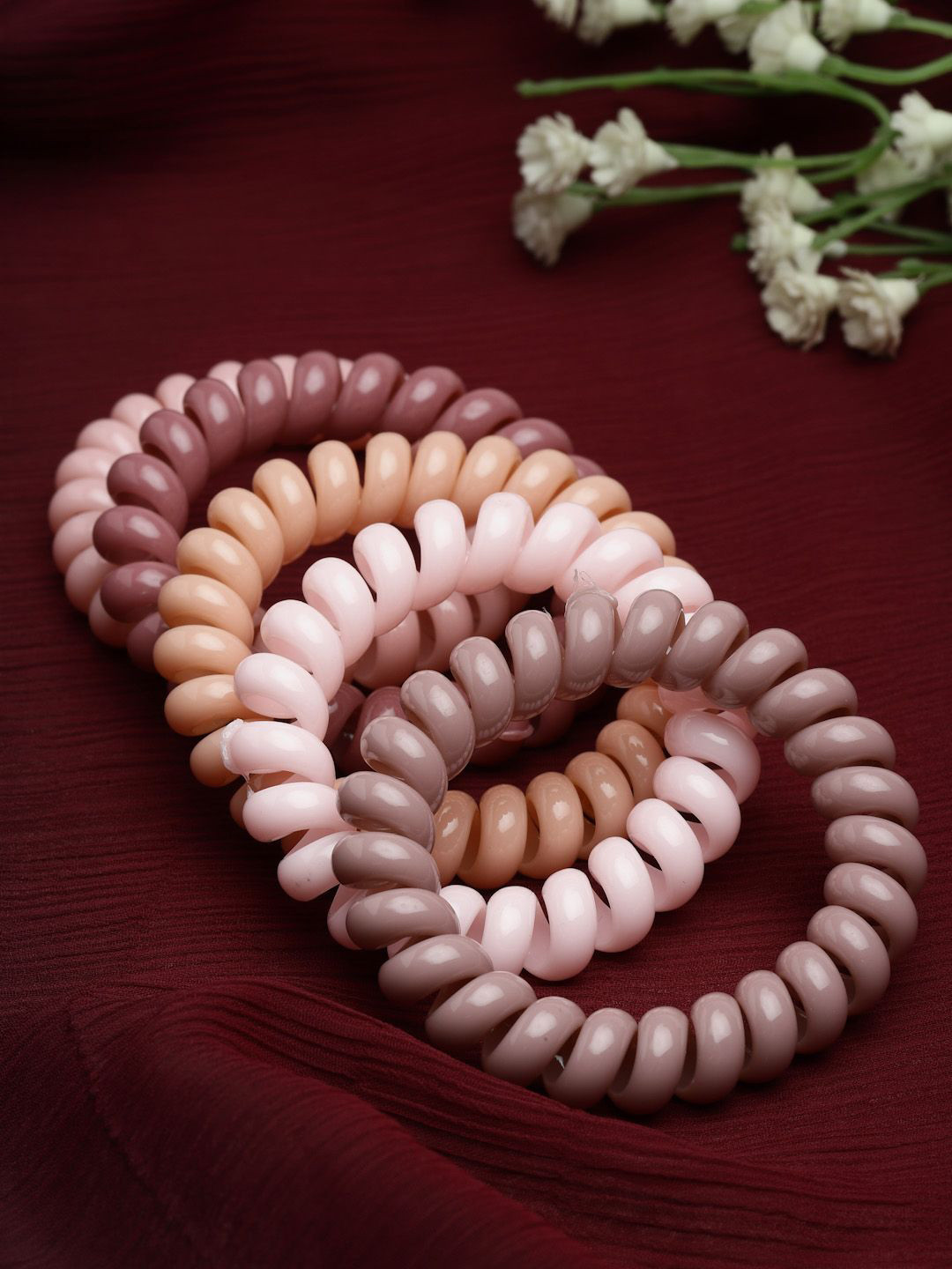 VOGUE PANASH Women Set of 5  Spring Scrunchies Ponytail Holders