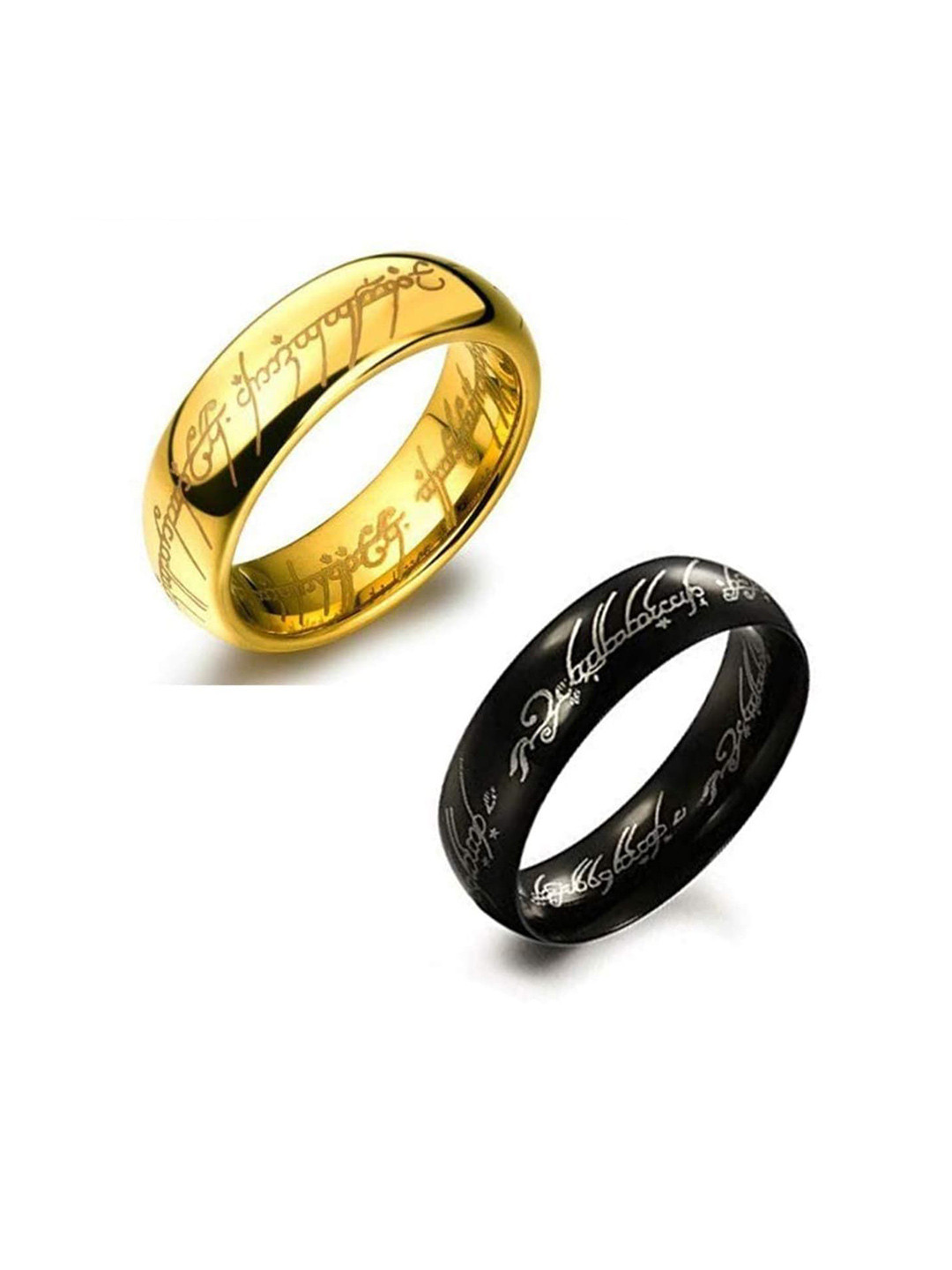 Yellow Chimes Men Set of 2 Stainless Steel Gold-Plated Finger Rings
